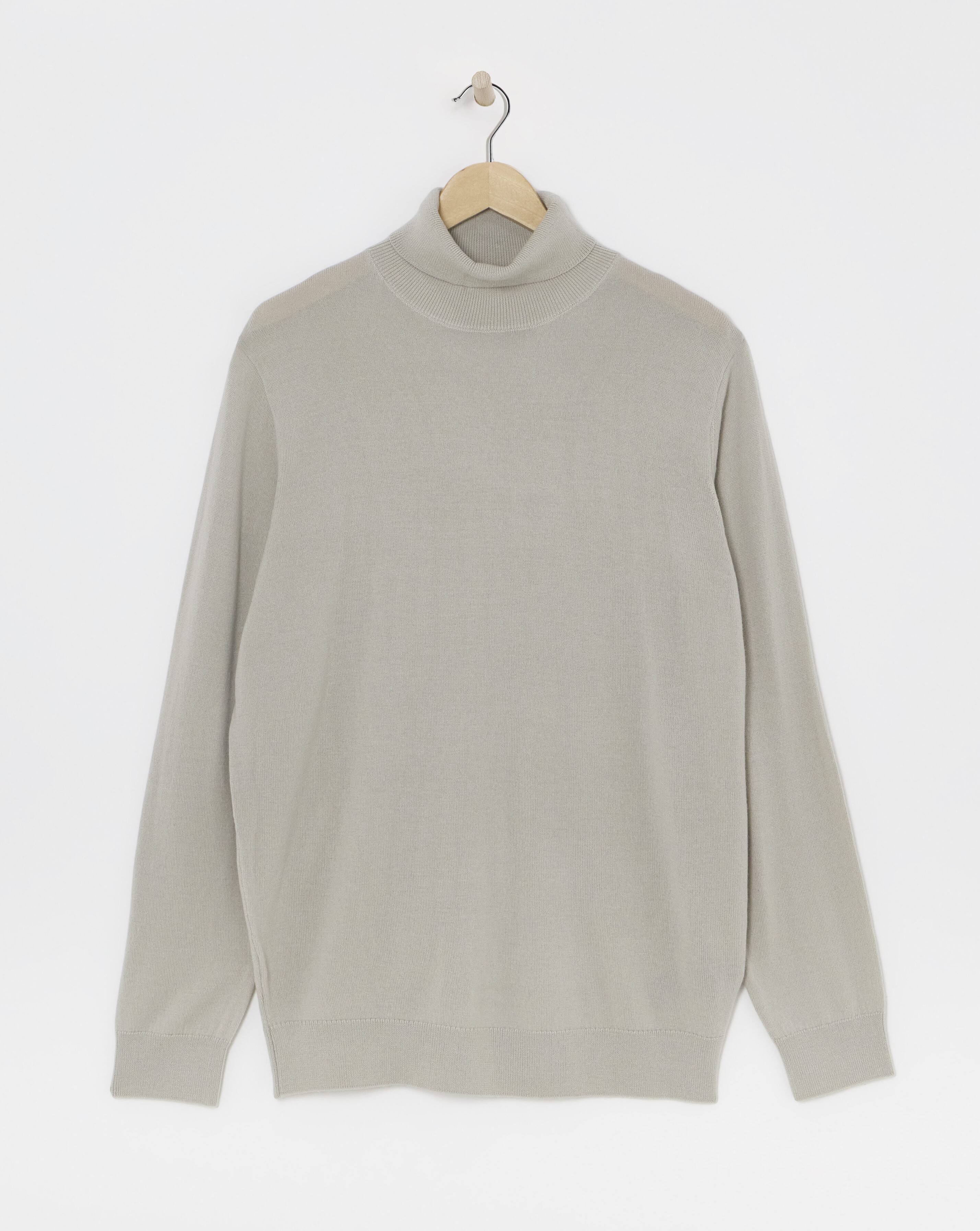 Stone Merino Wool Roll Neck
