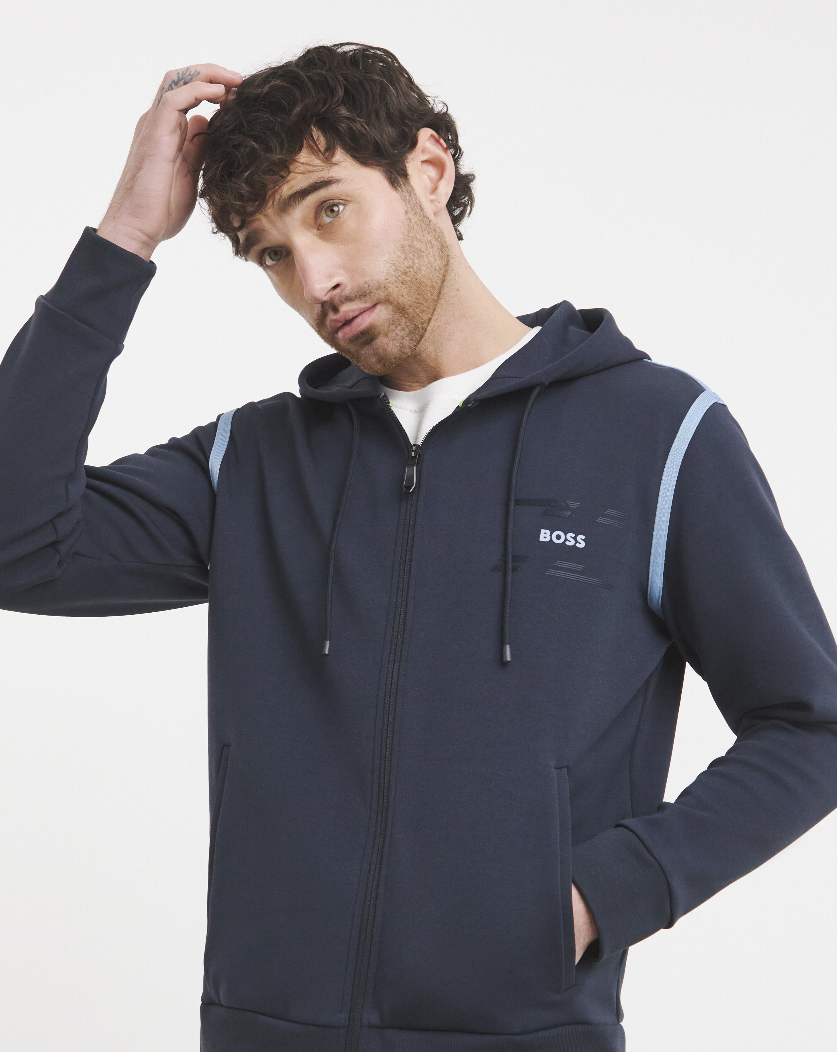 BOSS Tape Zip Through Hoodie