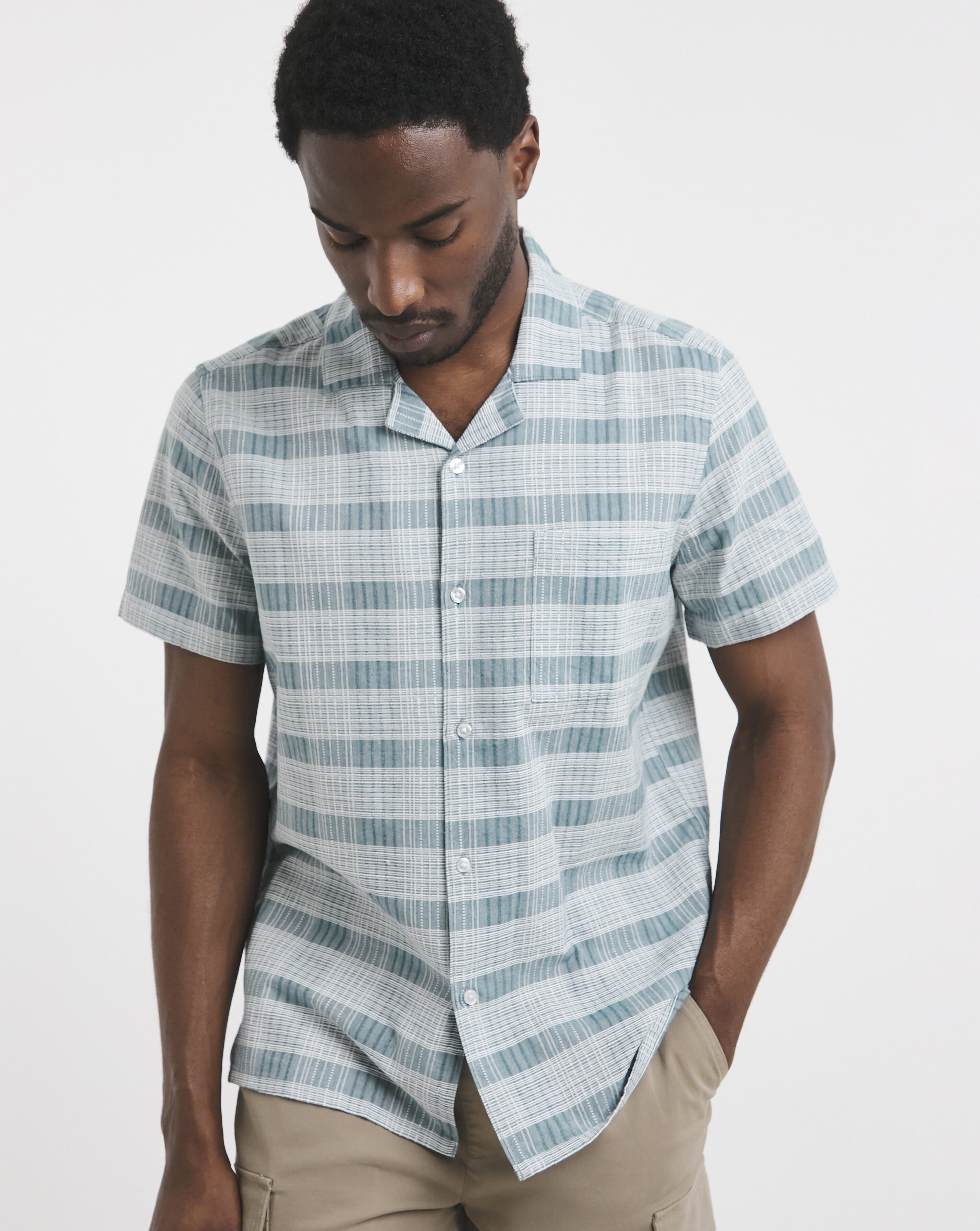 Short Sleeve Textured Check Shirt