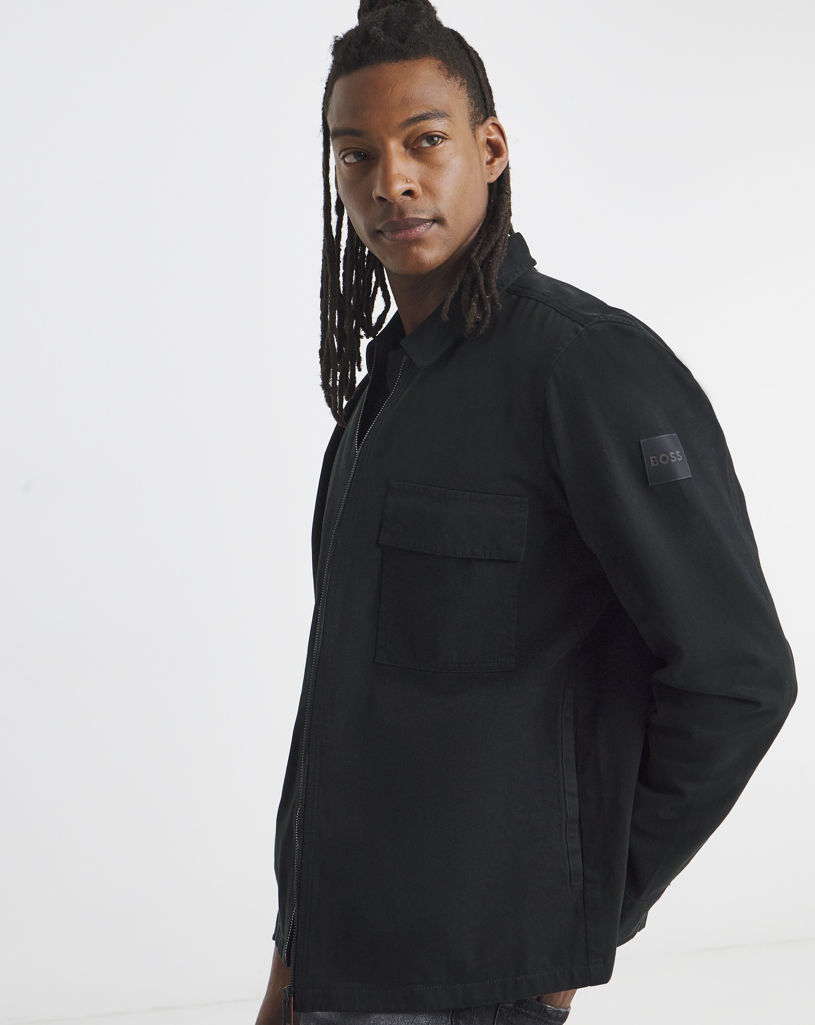 BOSS Zip Through Overshirt - Black