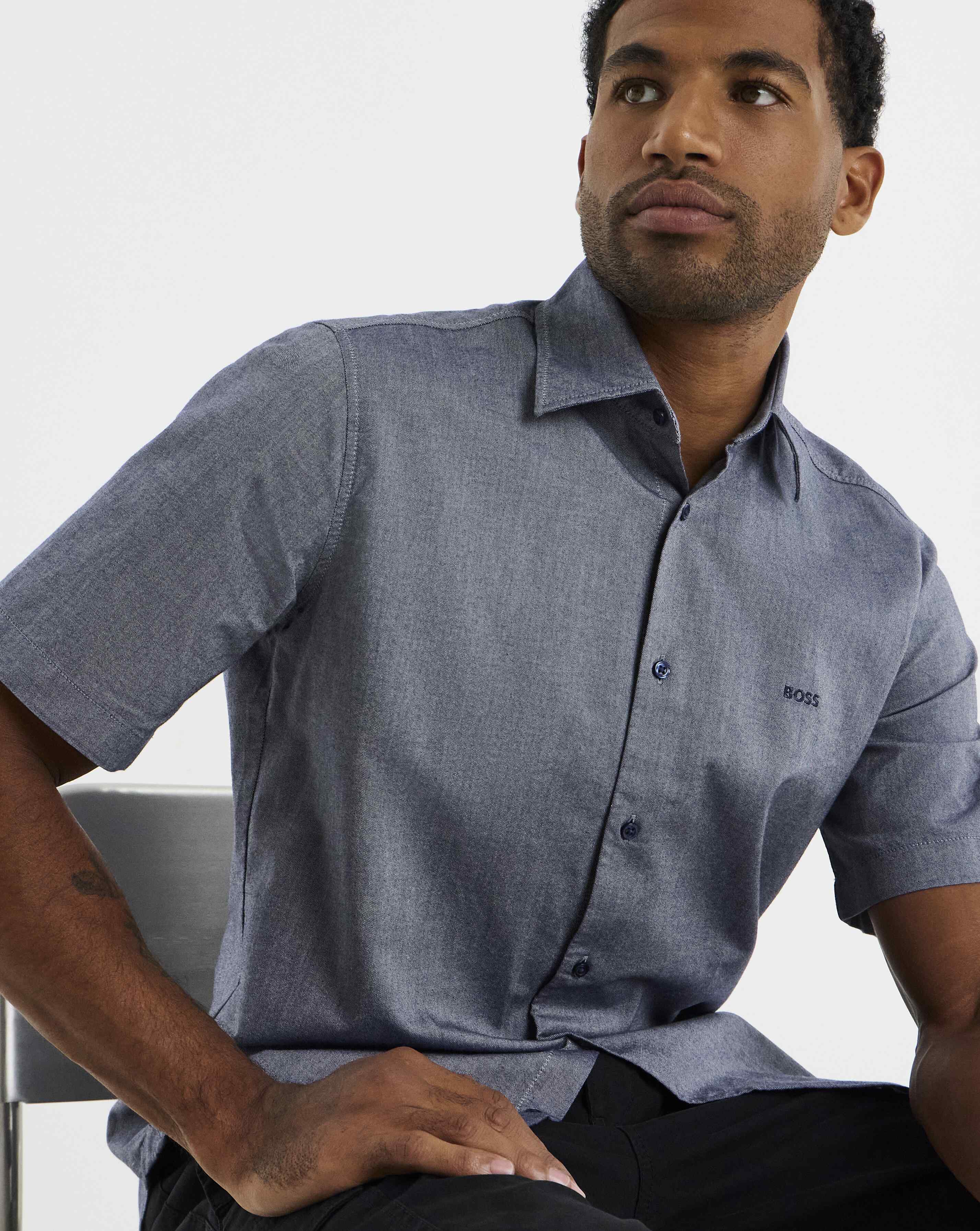 BOSS Cotton Twill Shirt - Navy