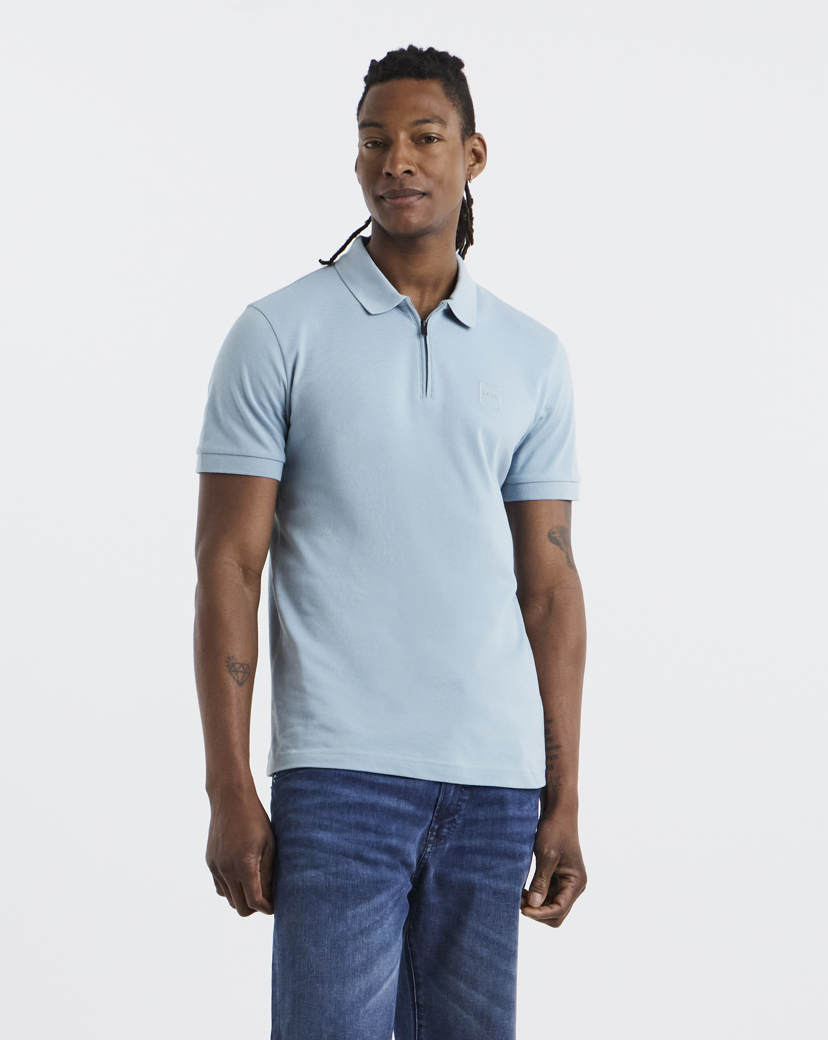 BOSS Slim Fit Zip Neck Polo