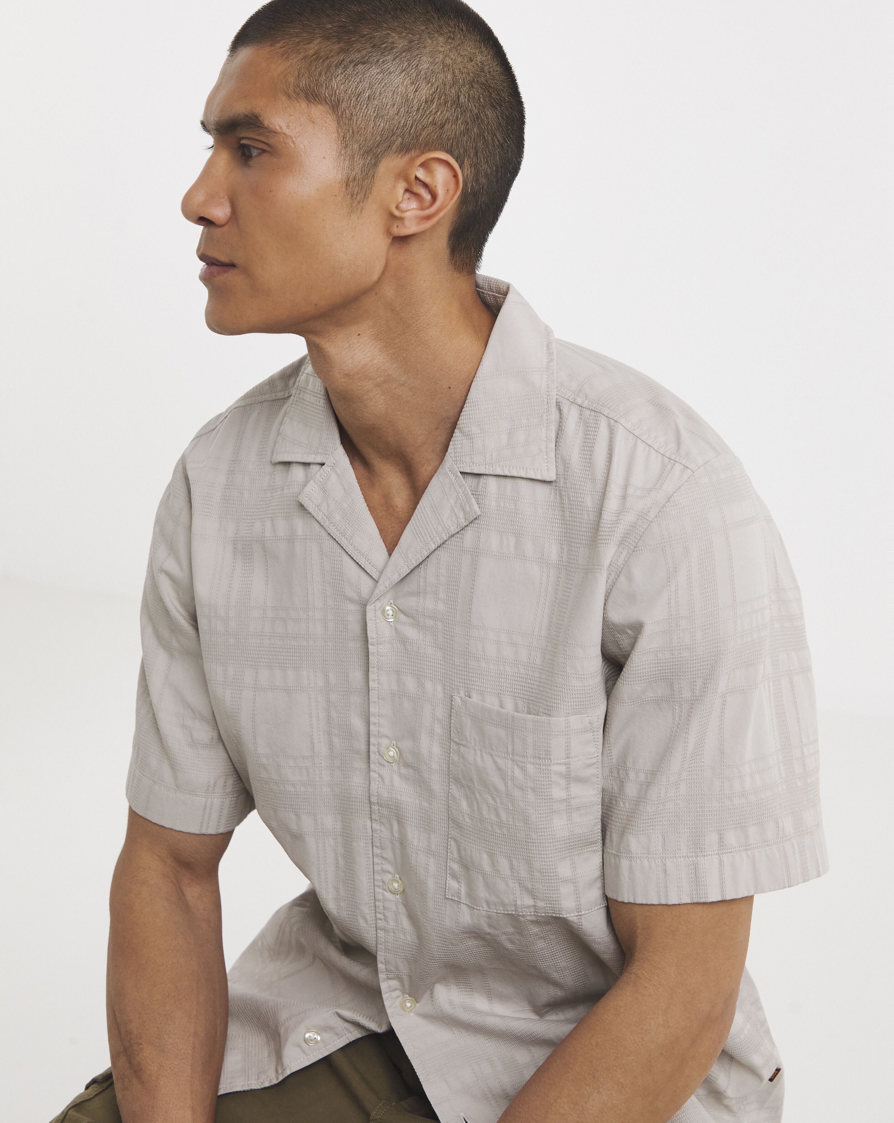 BOSS Textured Resort Shirt - Beige