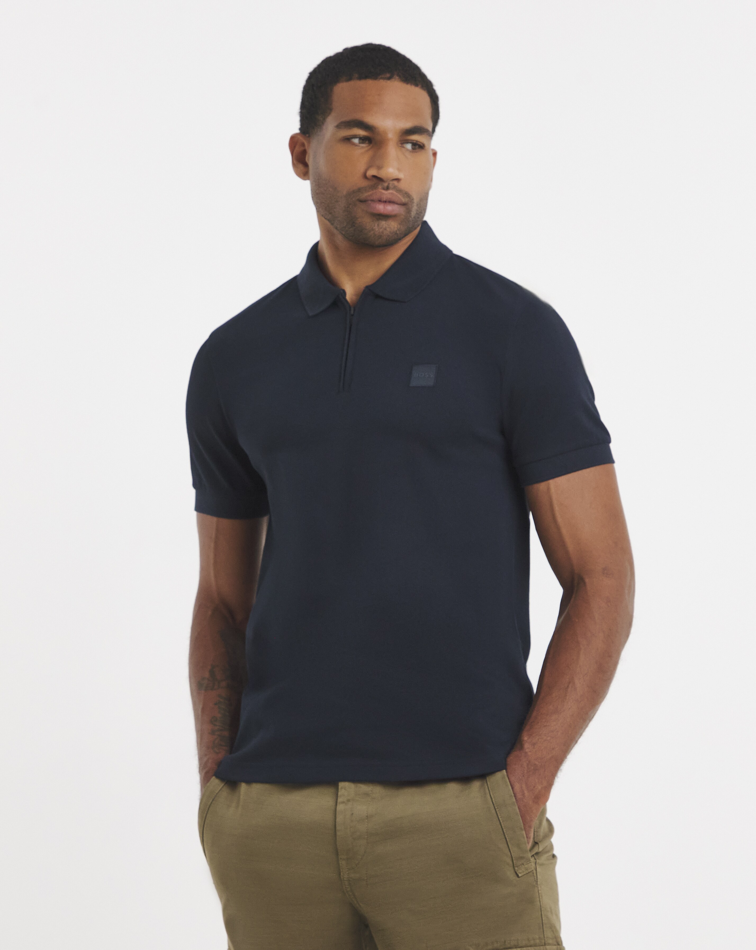 BOSS Slim Fit Zip Neck Polo