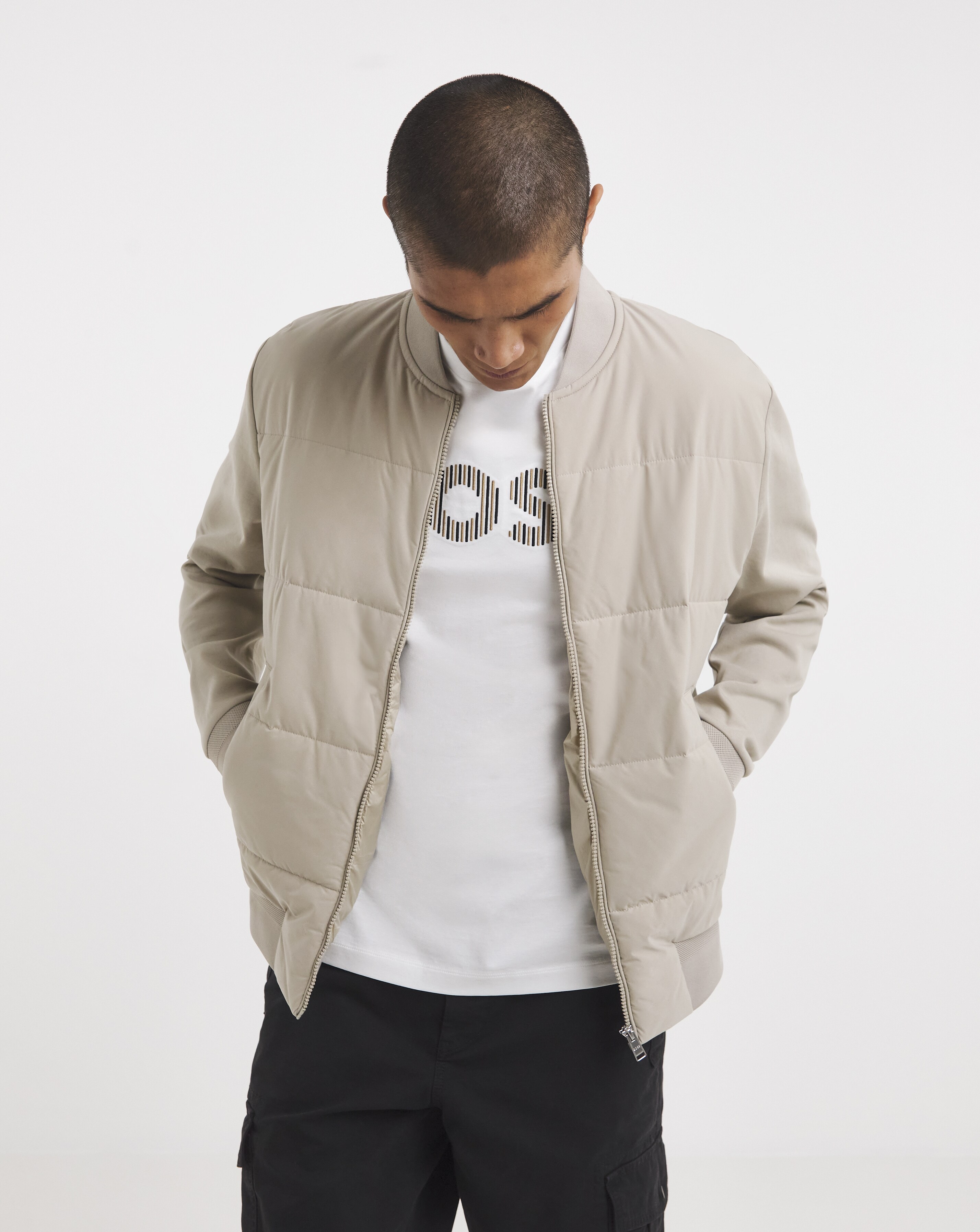 BOSS Mixed Jersey Bomber Jacket