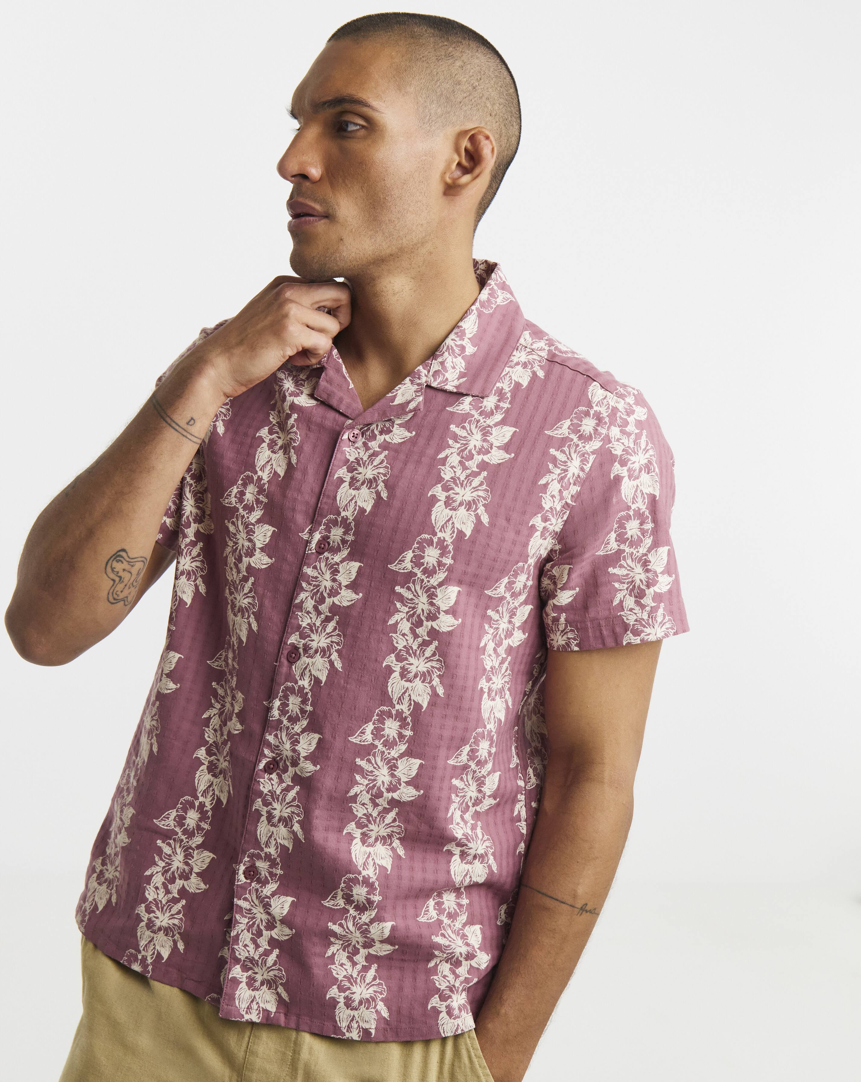 New In - Printed Textured Shirt- Dusty Pink