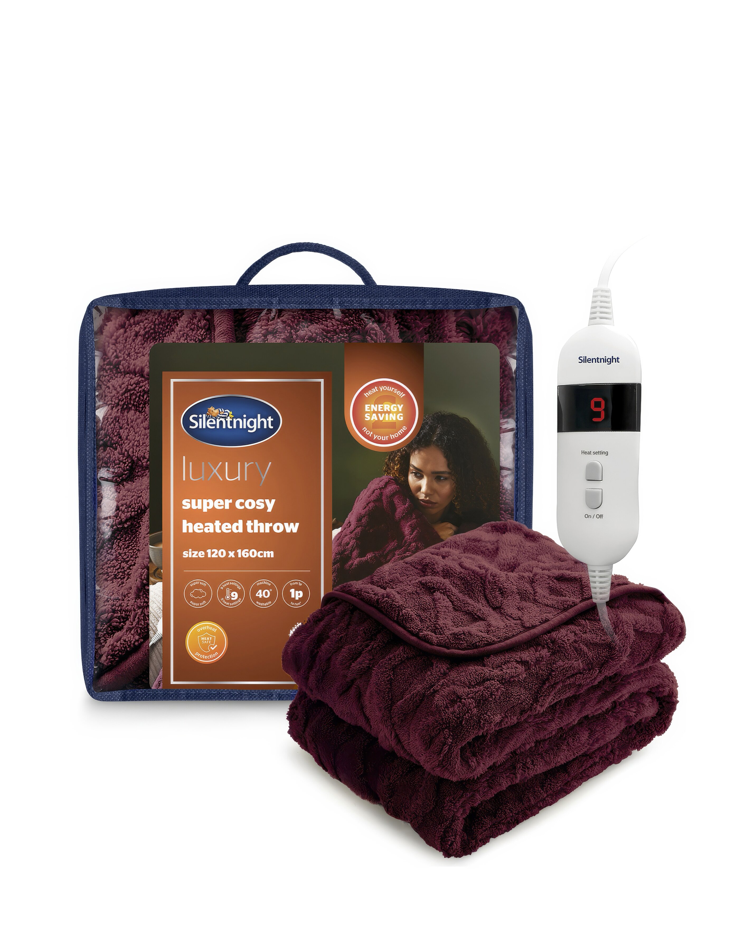 Silentight Luxury Heated Throw - Berry