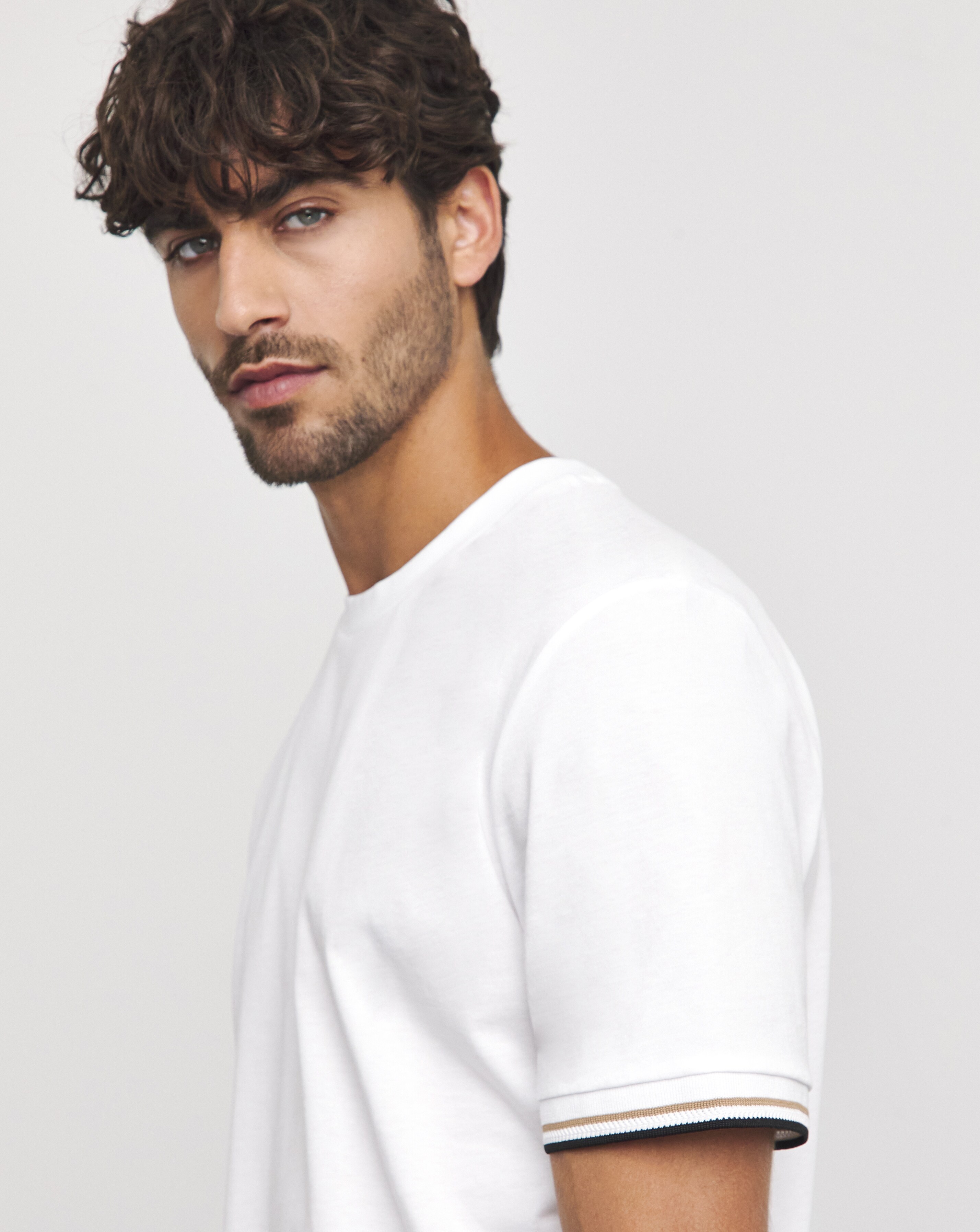 BOSS White Tipped Cuff T-shirt