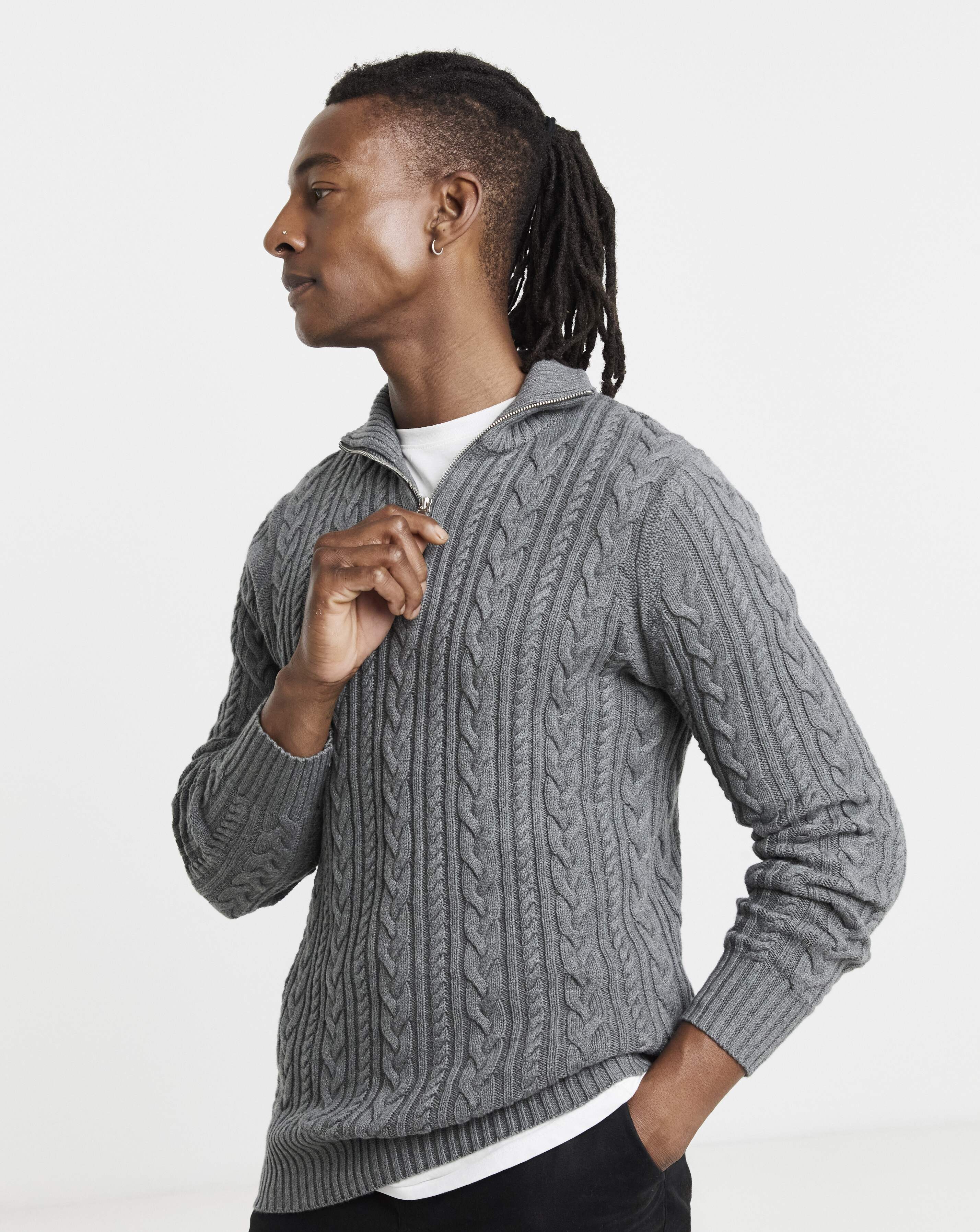 Cable 1/4 Zip Neck Jumper