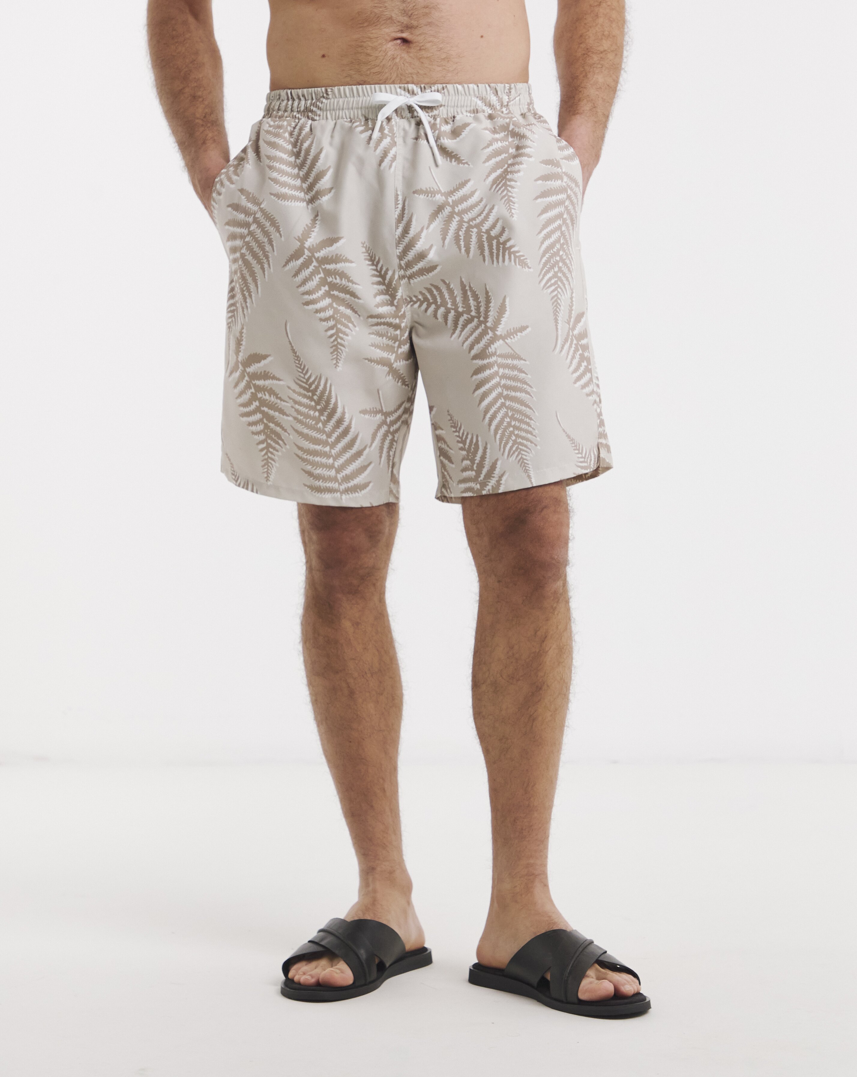 Leaf Print Swim Shorts Long
