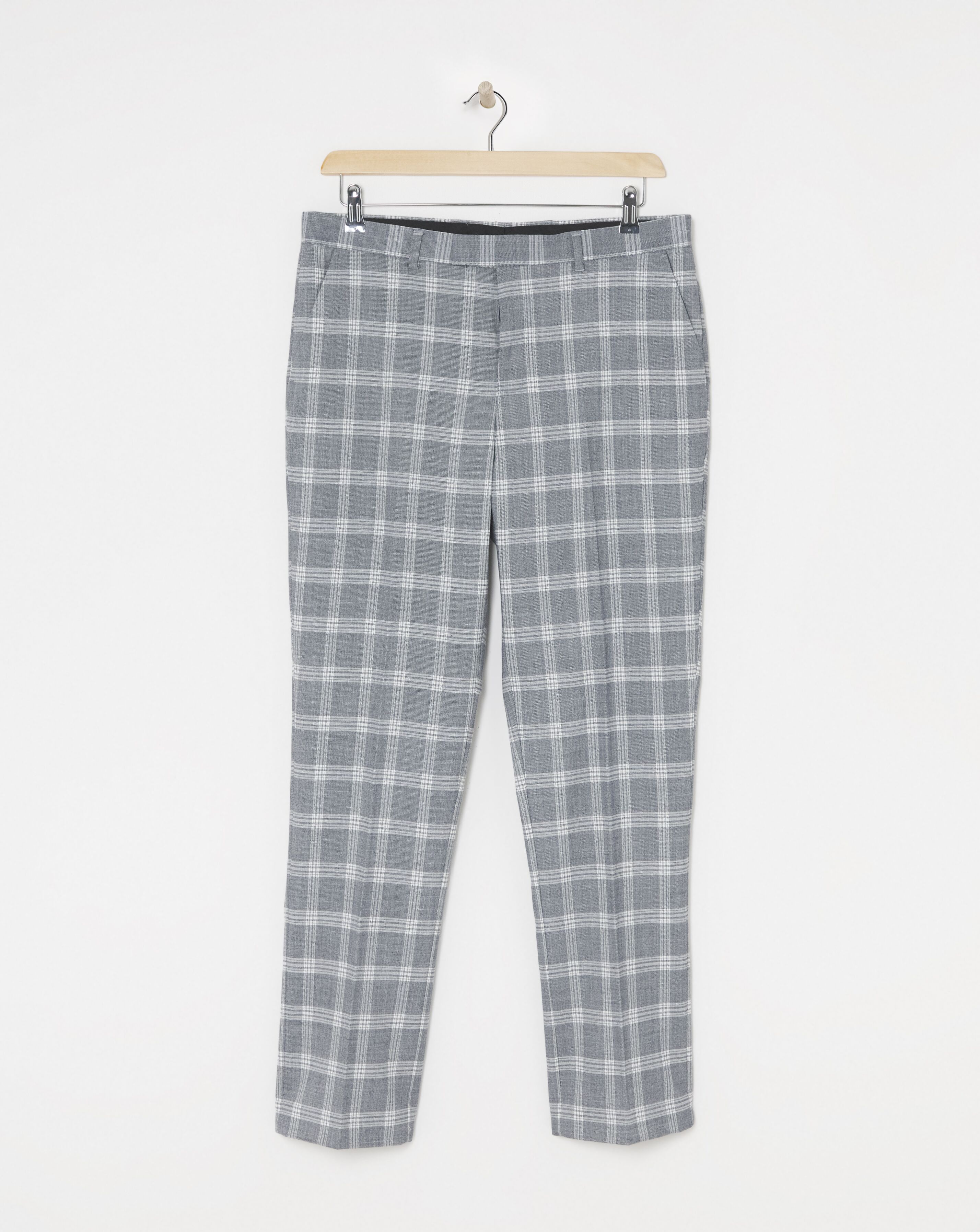 Light Grey Check Reg Fit Suit Trouser