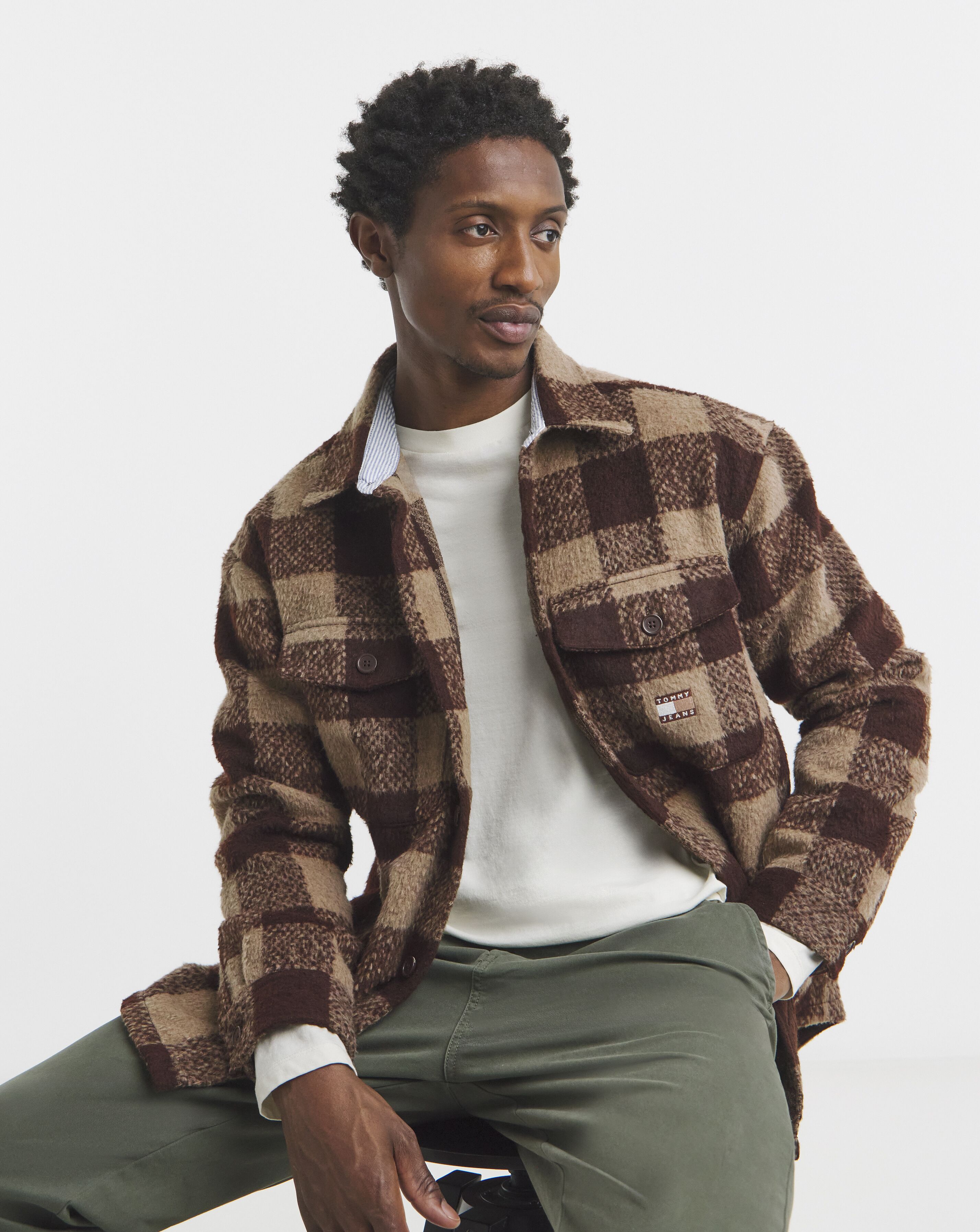 Tommy Jeans Check Overshirt - Brown