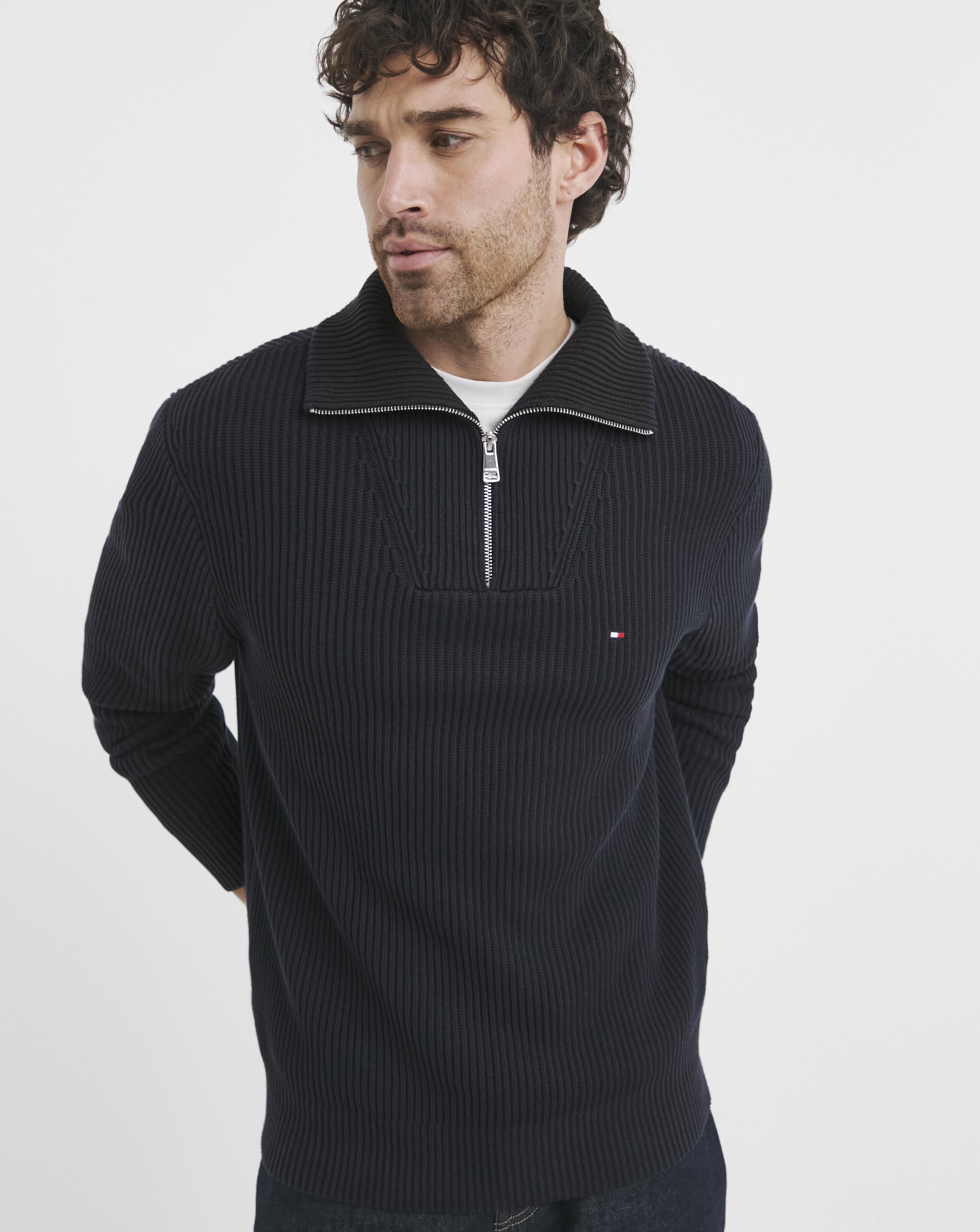 Tommy Hilfiger Chunky Rib Zip Knit