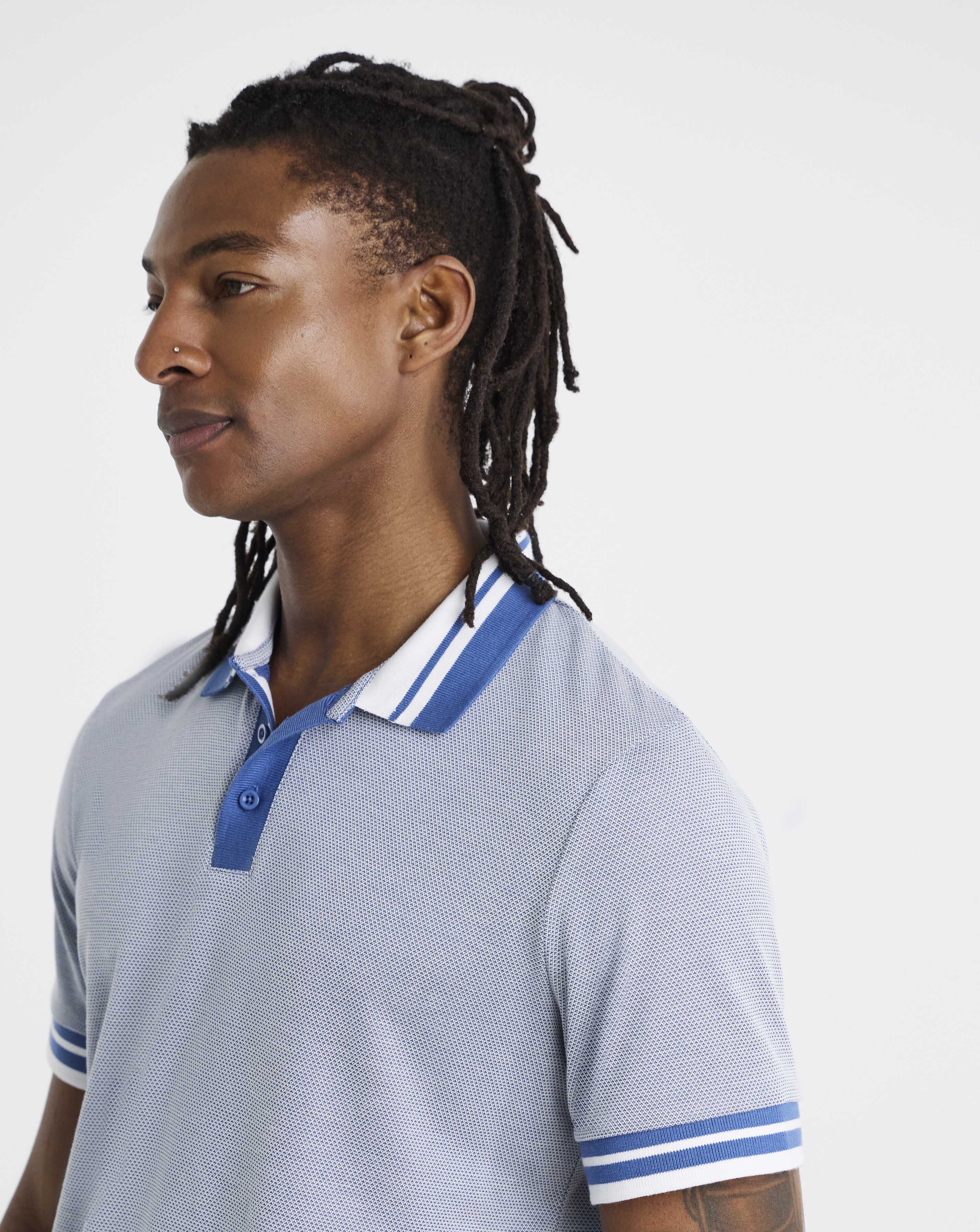 Tipped Jacquard Pique Polo Shirt Long