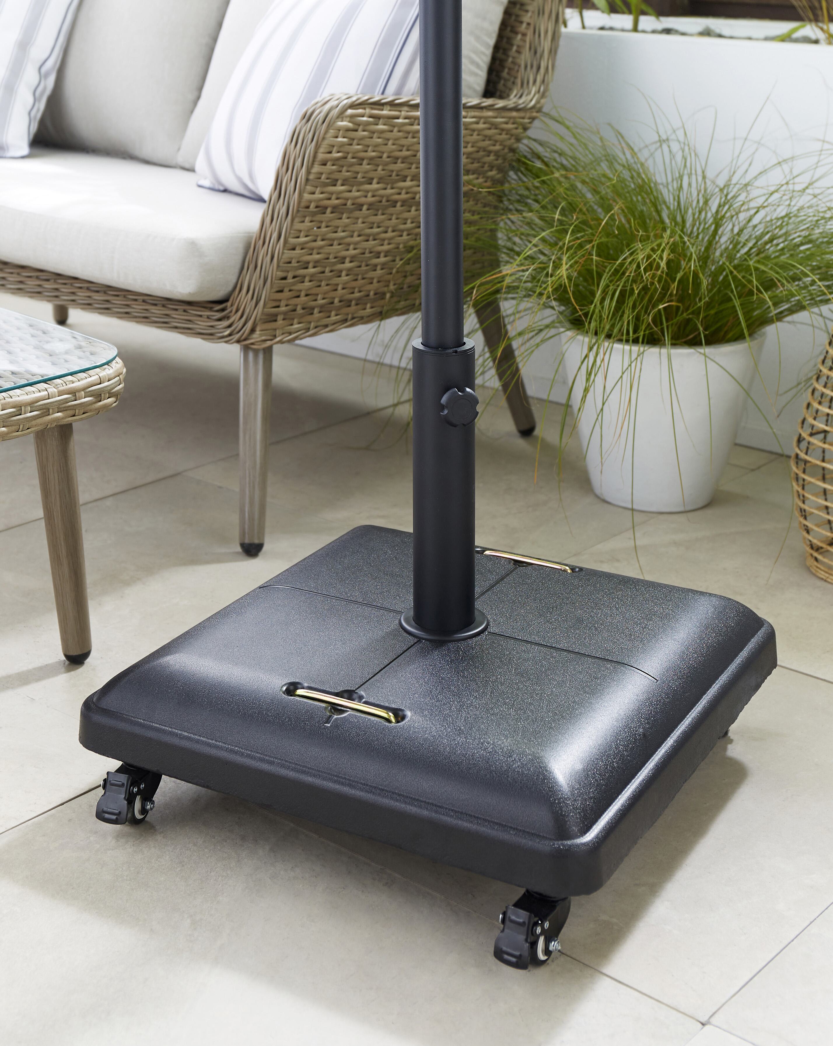 Square Concrete Parasol Base with Wheels