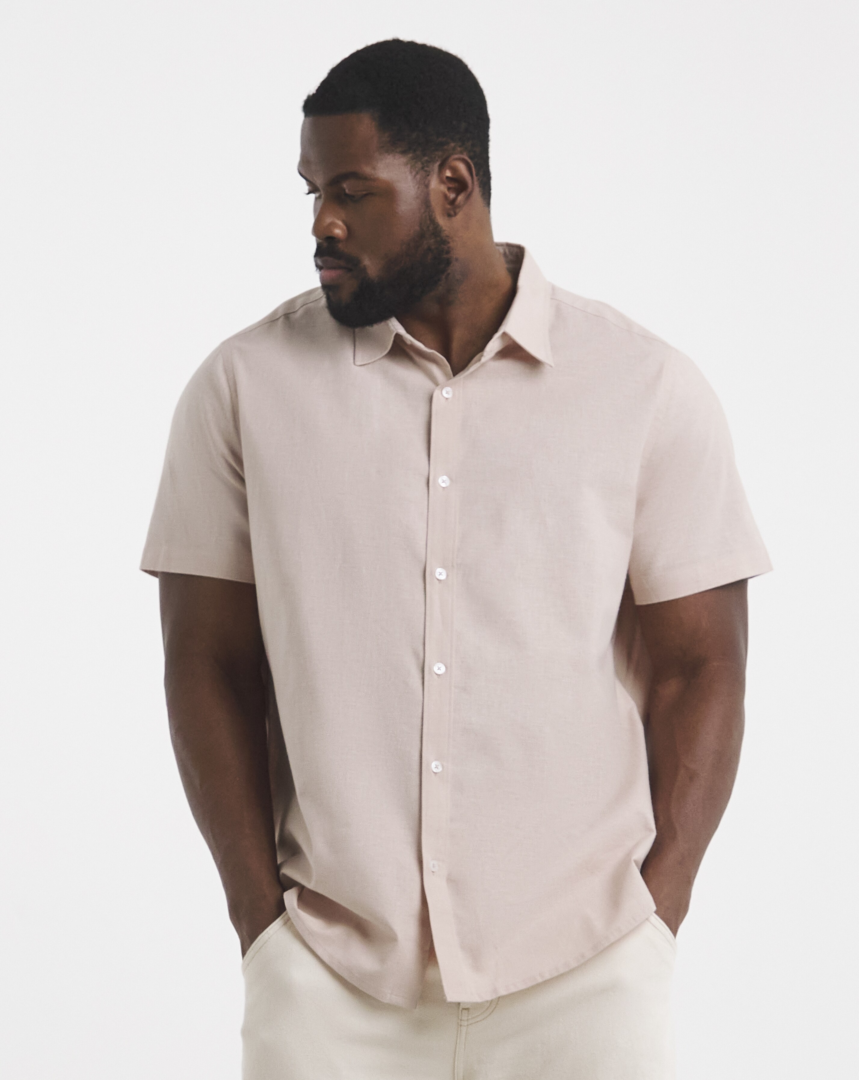Short Sleeve Linen Blend Shirt