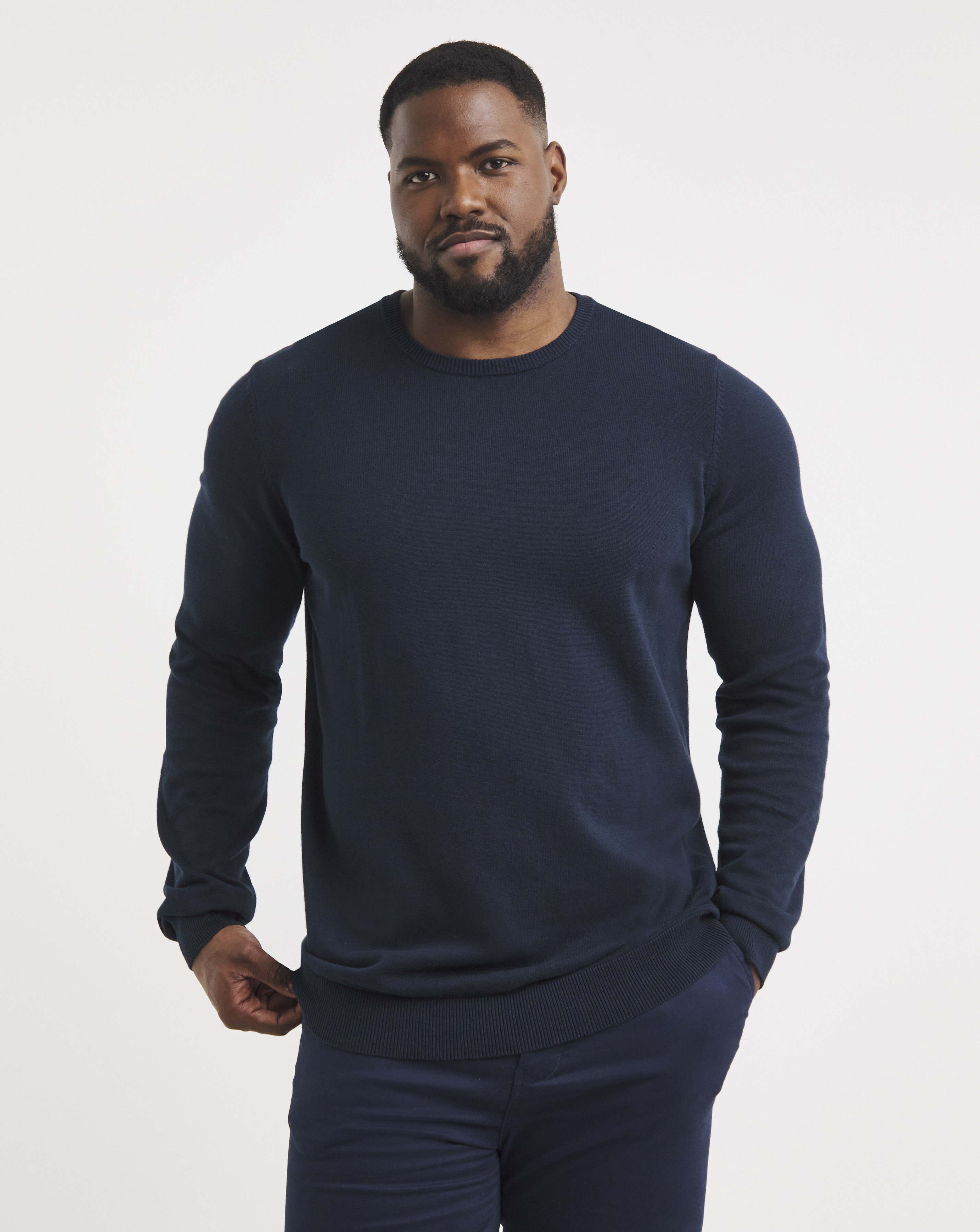 Cotton Knitted Crew Neck Jumper Long