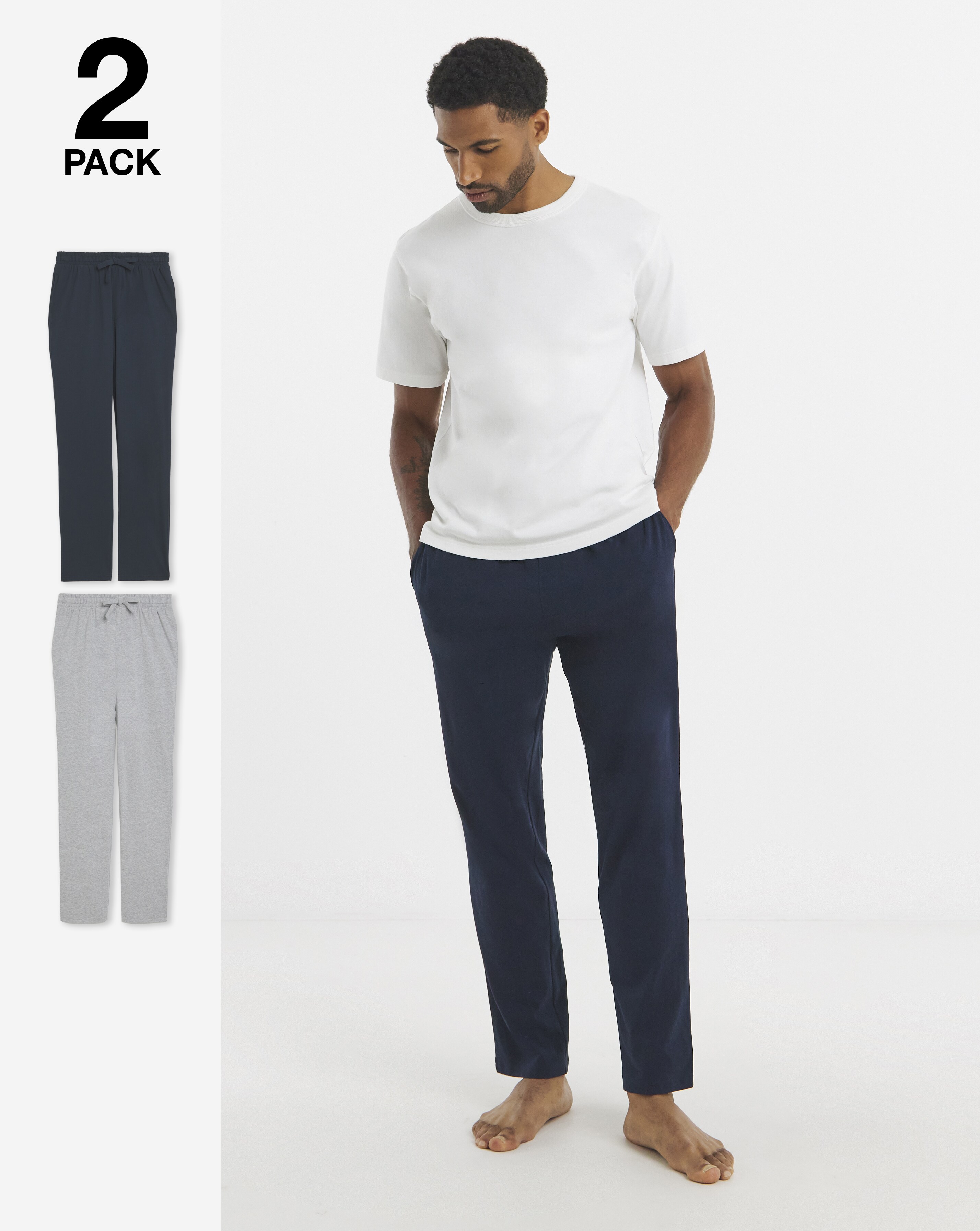 2 Pack Open Hem Lounge Joggers- Grey/Nav