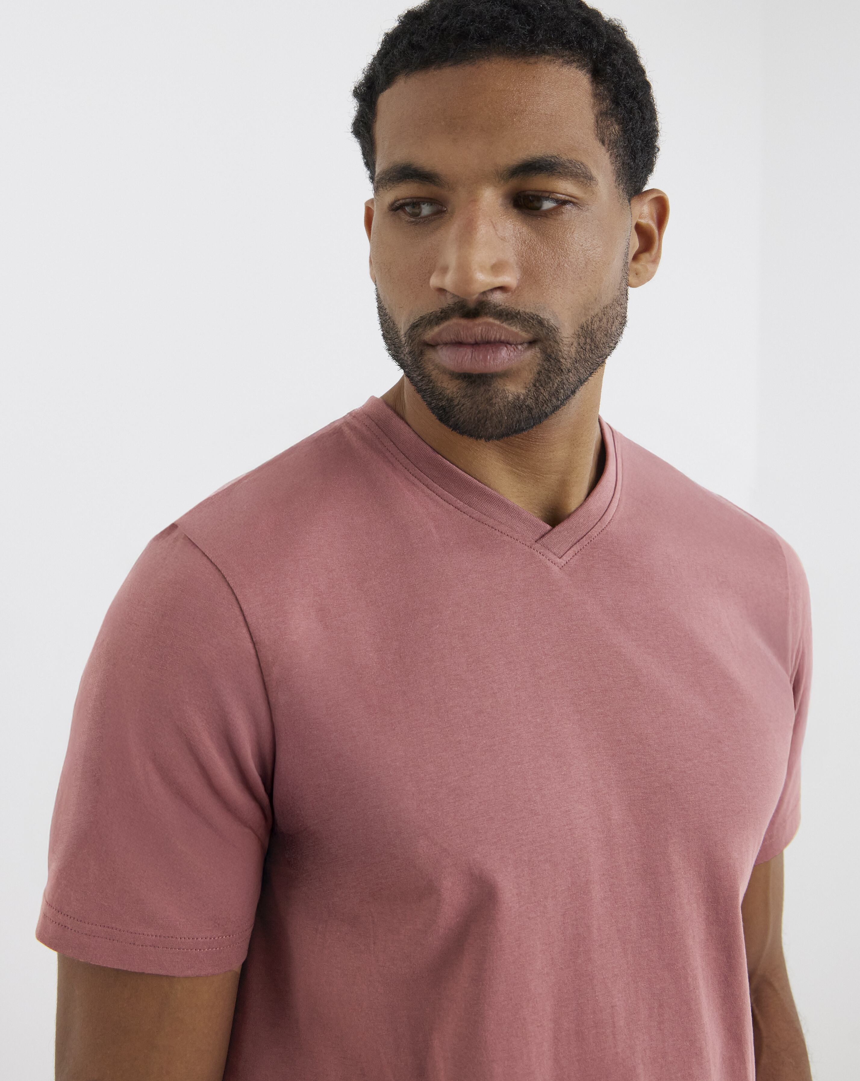 Pure Cotton V Neck T-Shirt Long