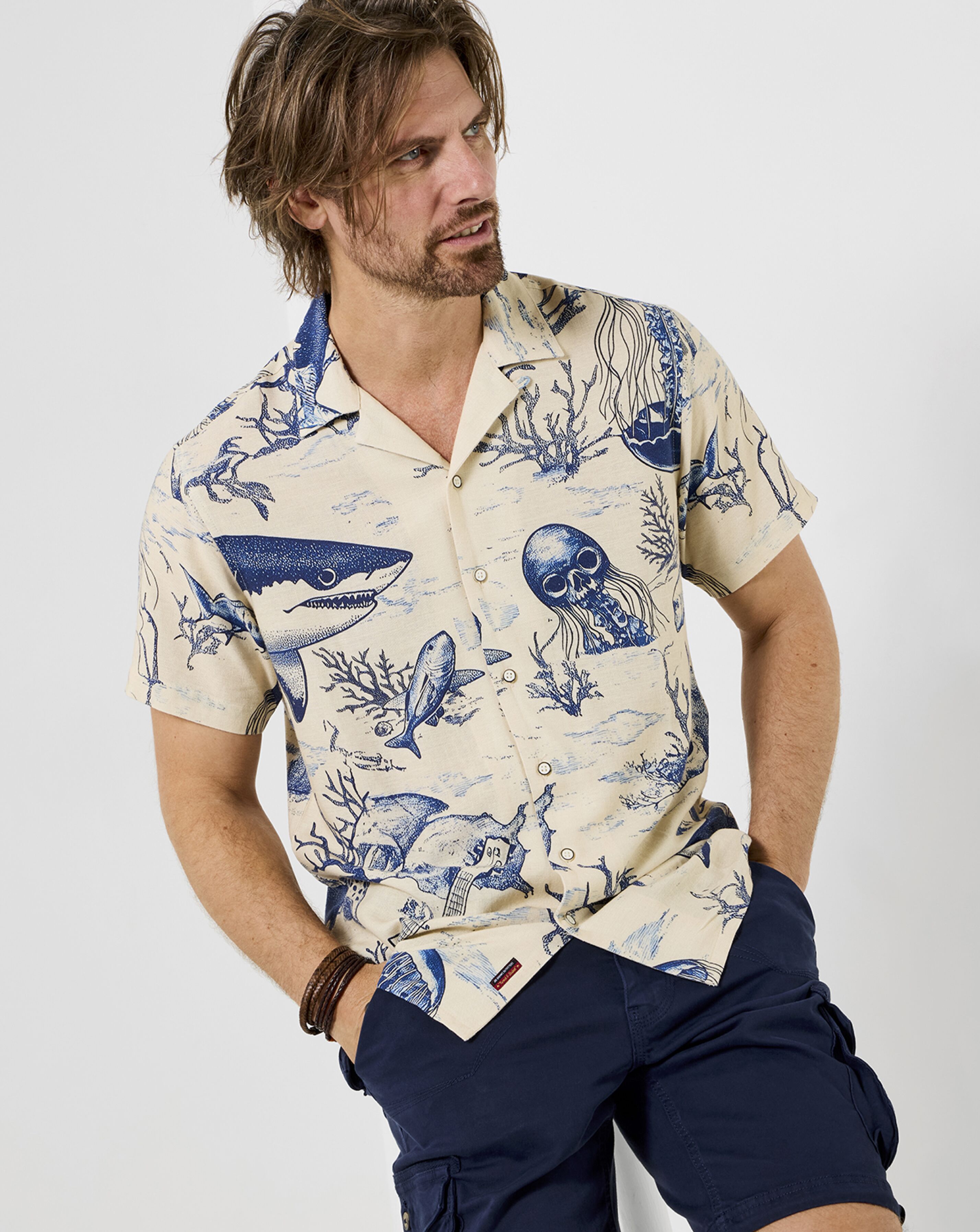 Joe Browns Shark Party Shirt - White/Blue