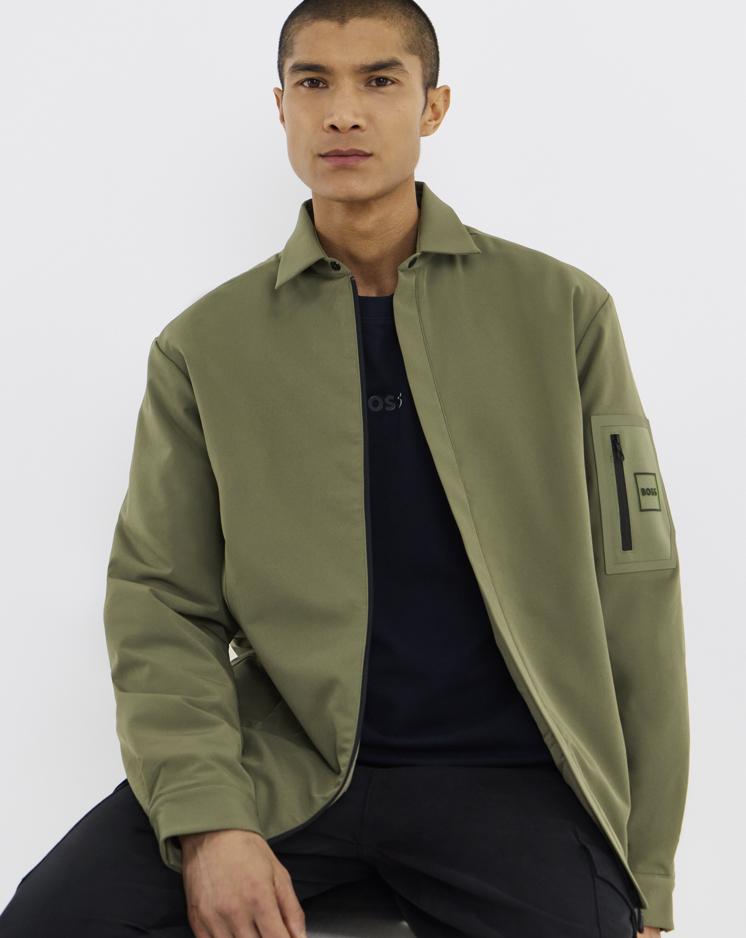 BOSS Zip Padded Overshirt - Green - Green