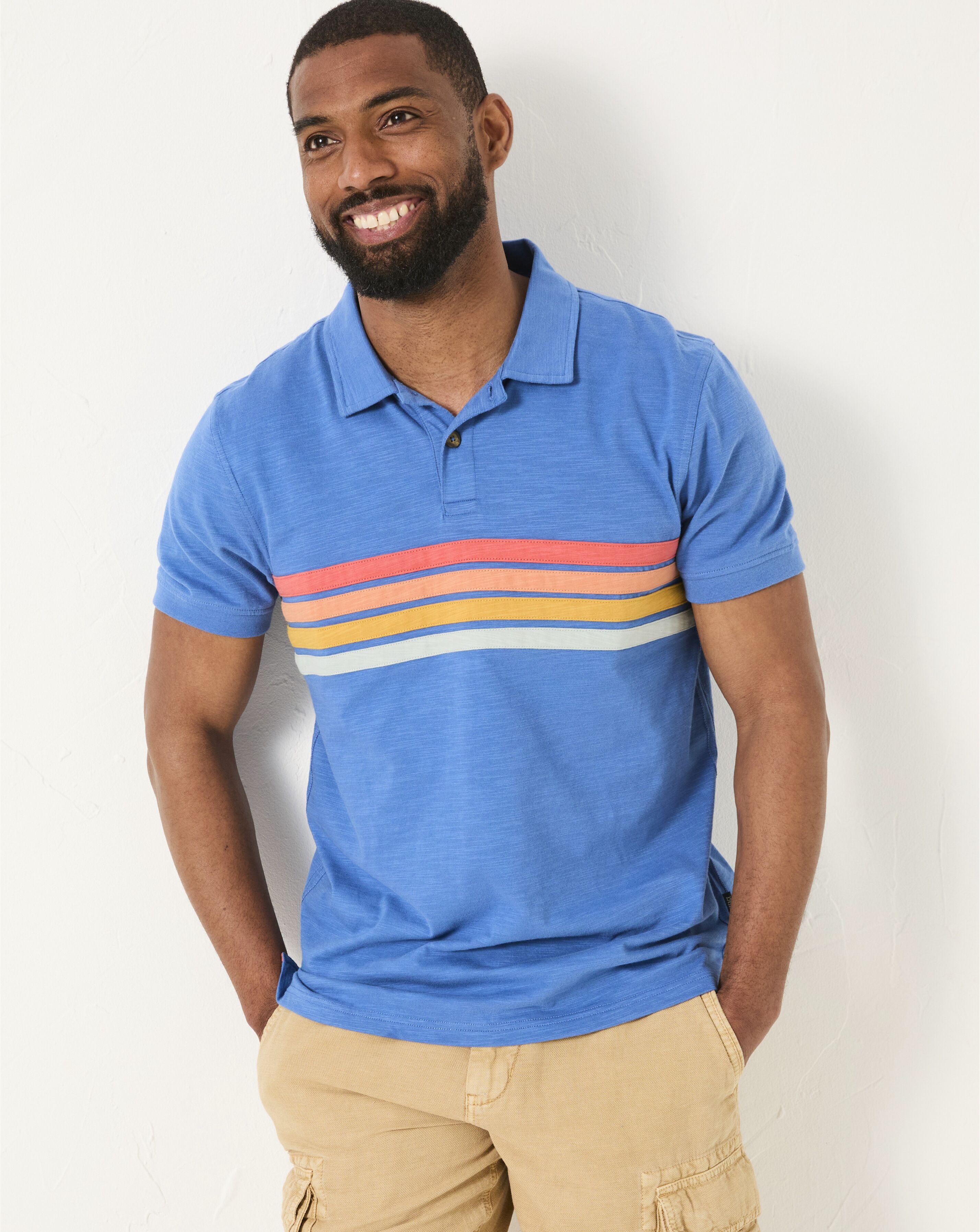 FatFace Chest Stripe Polo - Blue