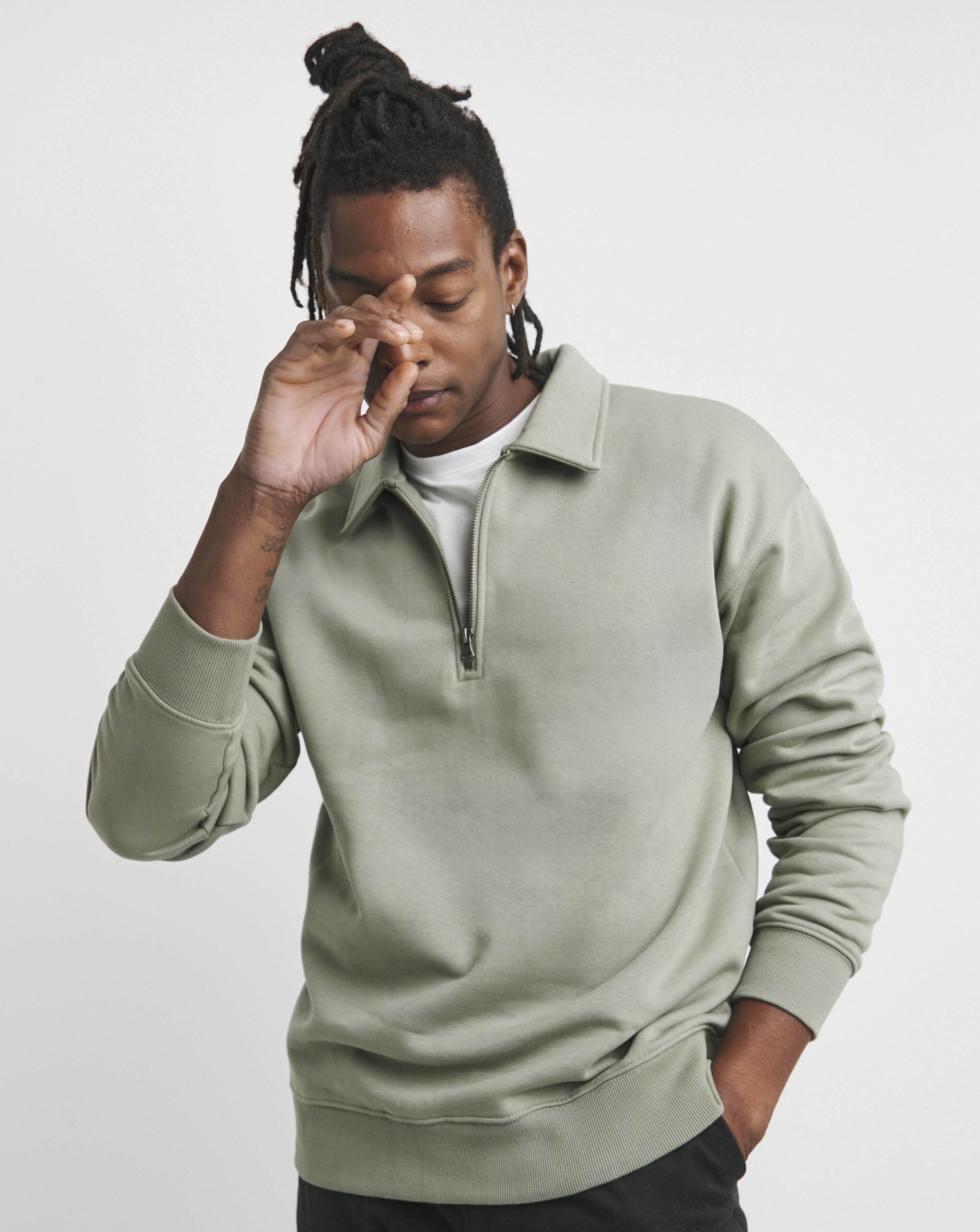 1/4 Zip Relaxed Fit Polo Sweatshirt