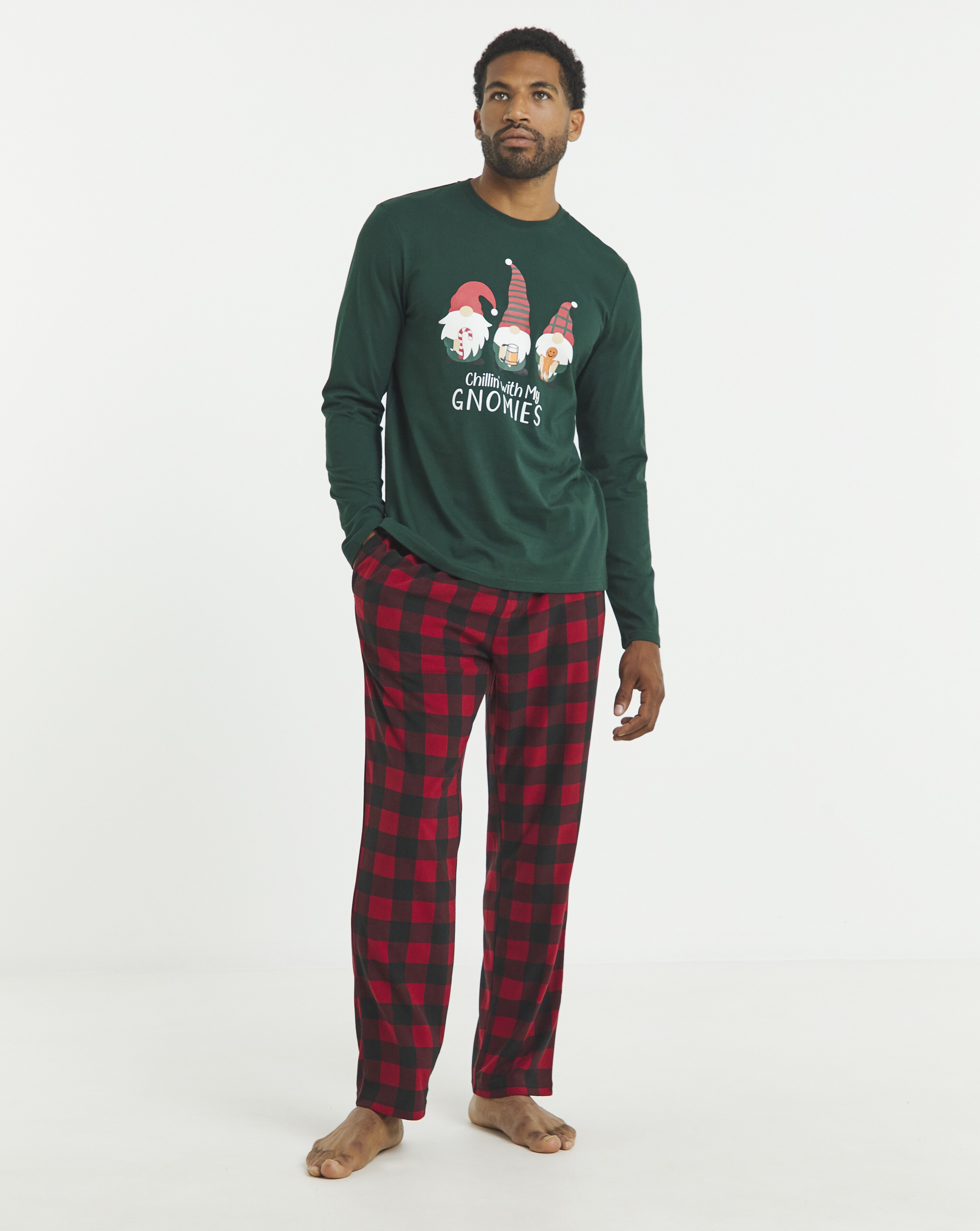 Christmas Gnomies Graphic Check Pyjamas