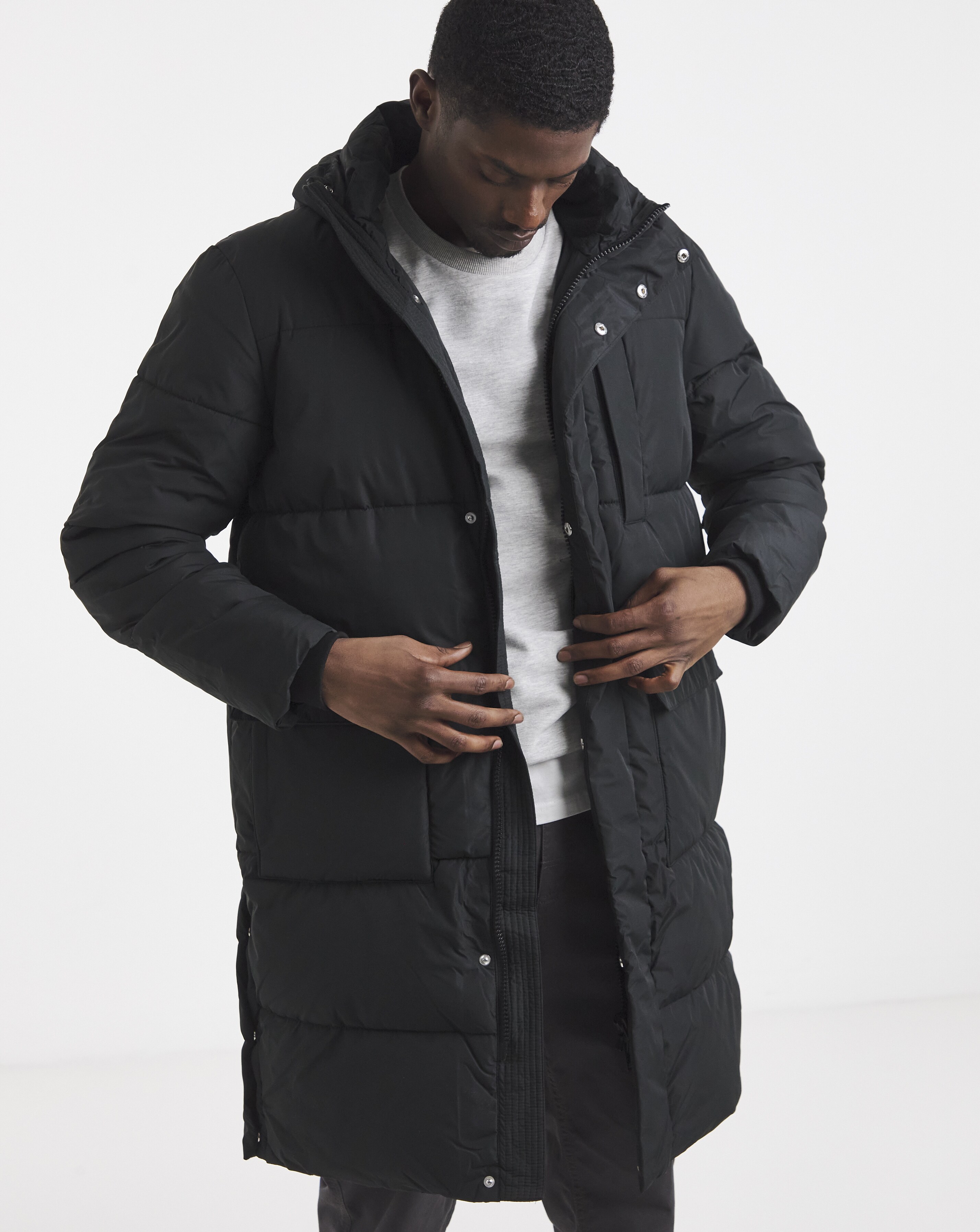 Black Longline Padded Coat