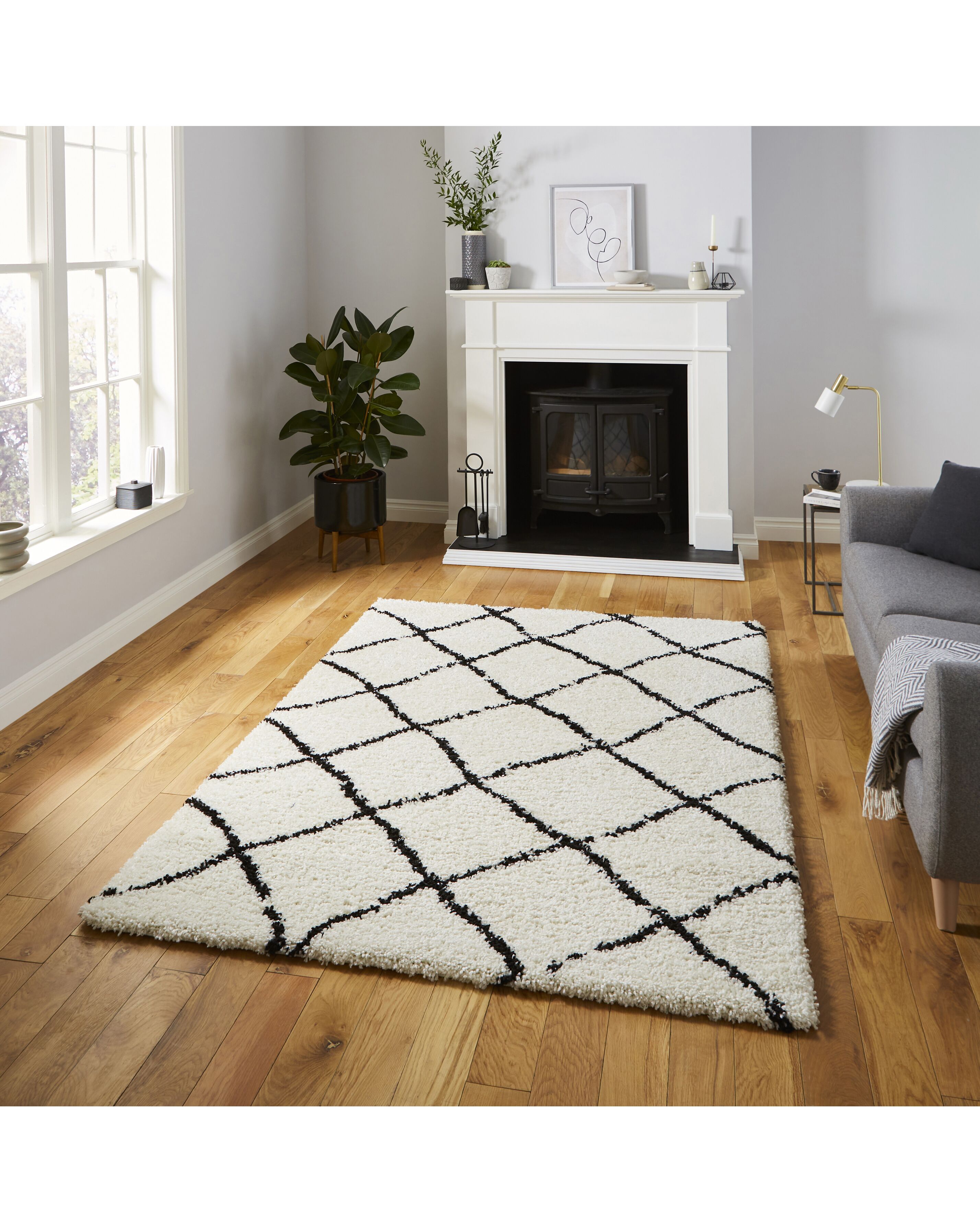 Think Rugs - Men's Berber Rug - 200x290 - White/Black