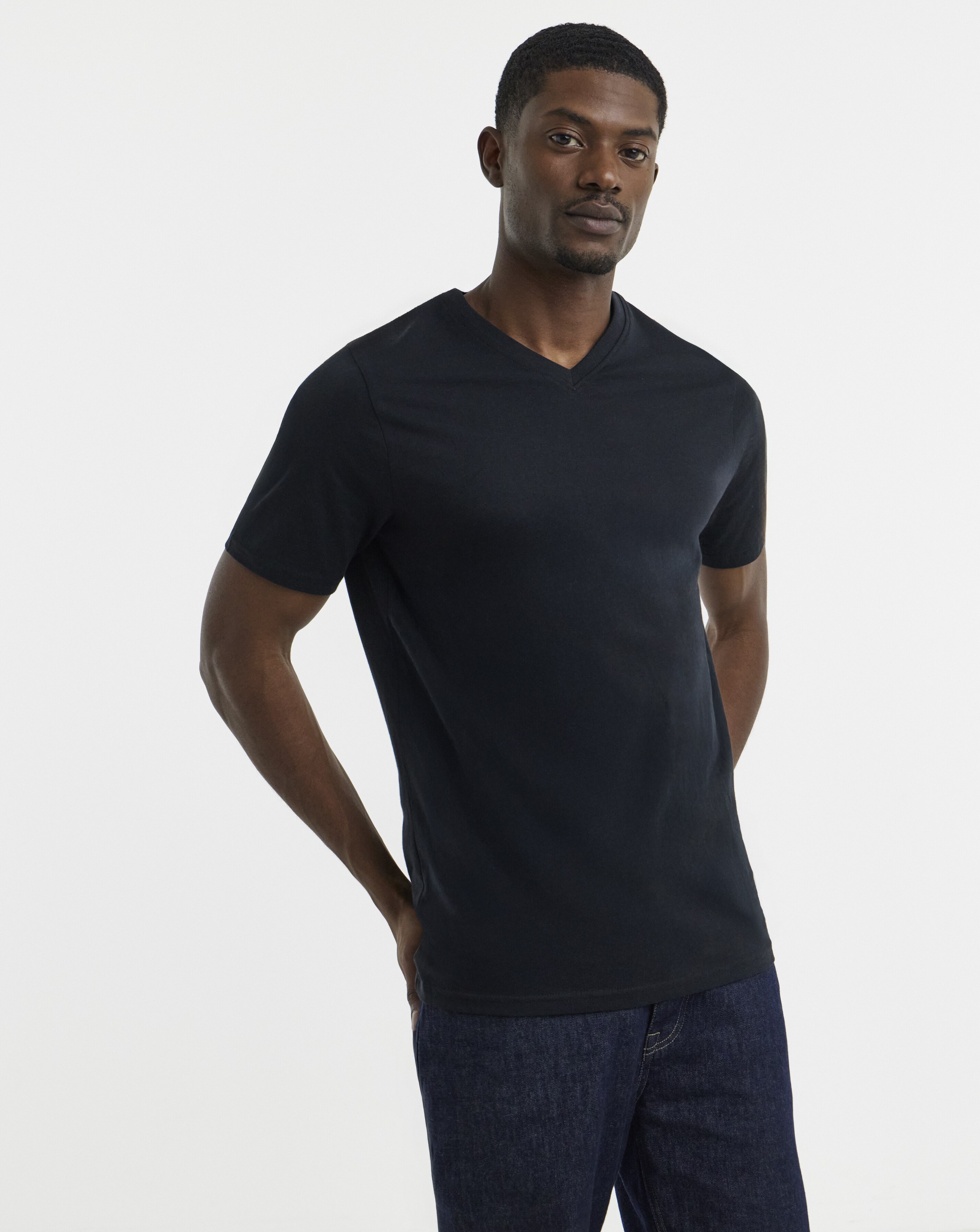 Pure Cotton V-Neck T-Shirt Long