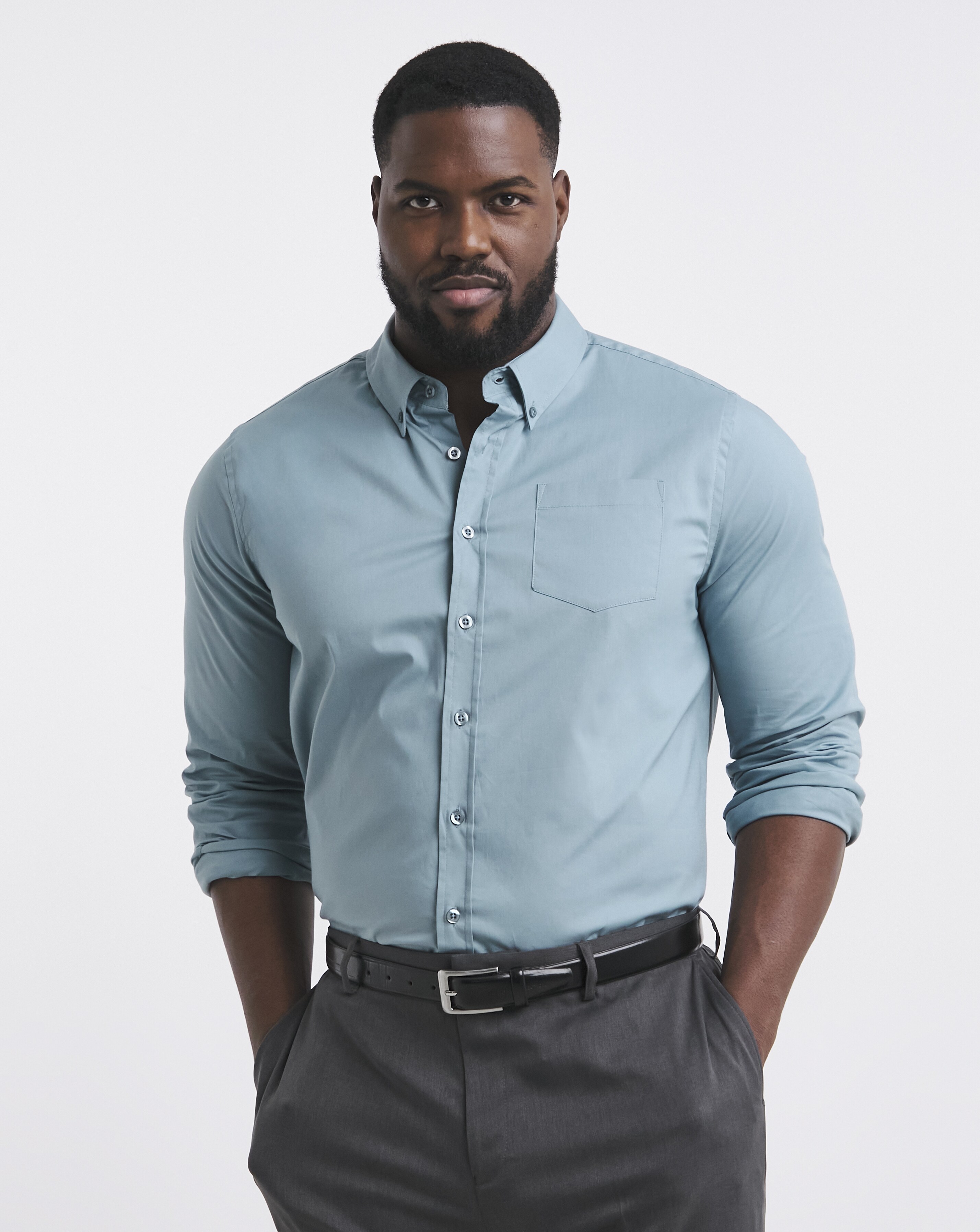 Long Sleeve Button Down Poplin Shirt