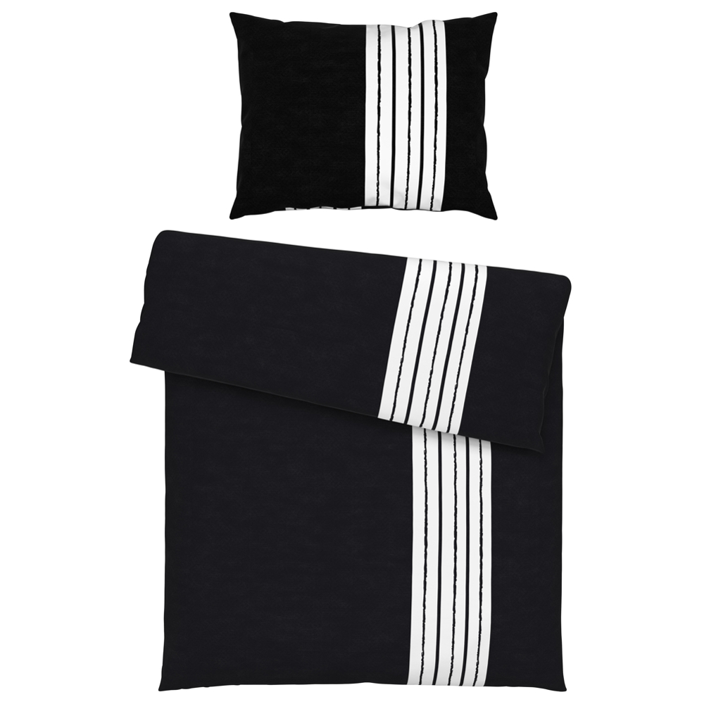 Povlečení Stripes, 140/200cm, Černá