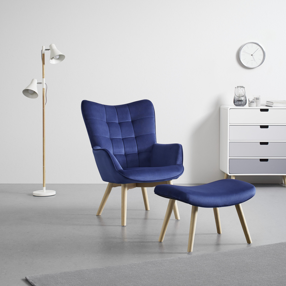 Křeslo Merlin Tm.modrá S Taburetem