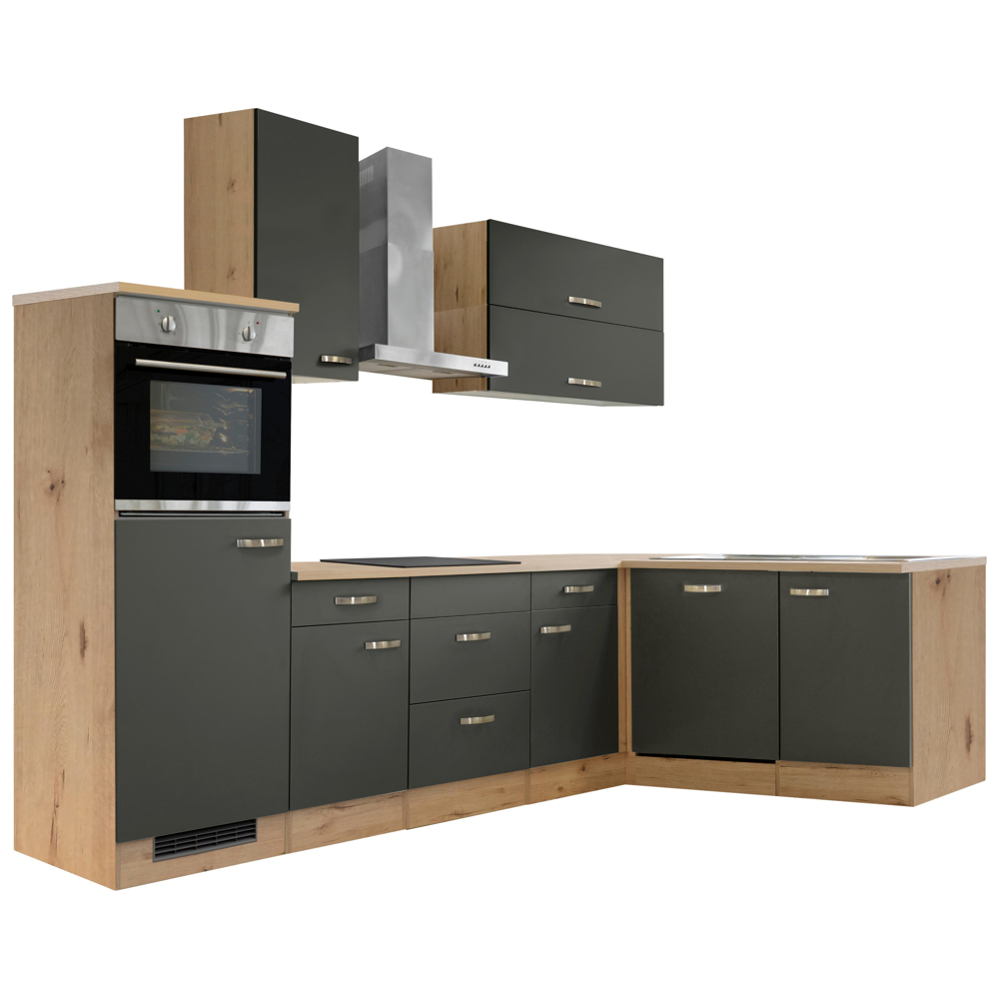 Rohová kuchýň SHADOW včetně 5 spotřebičů a dřezu