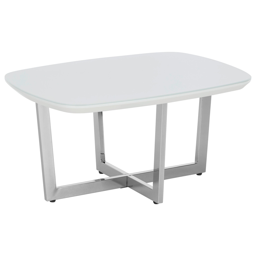 Oválný Konferenční Stolek Oprah, Bílá / Chromová