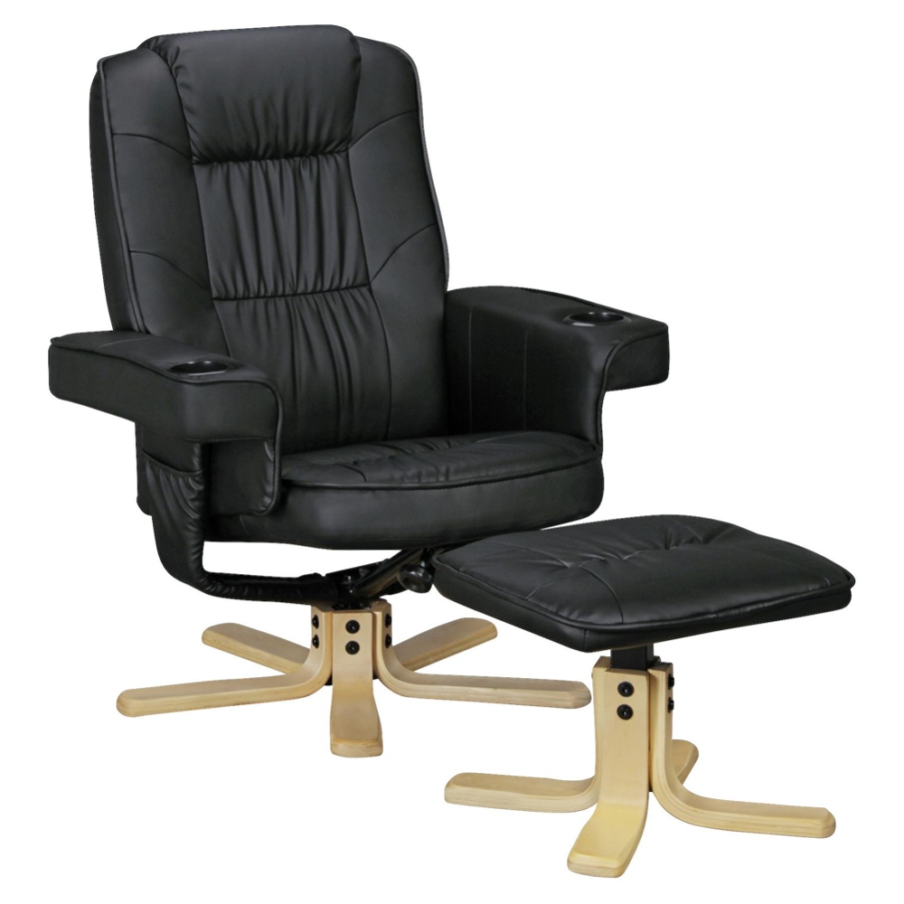 Relaxační Křeslo S Taburetem Comfort Duo Černé