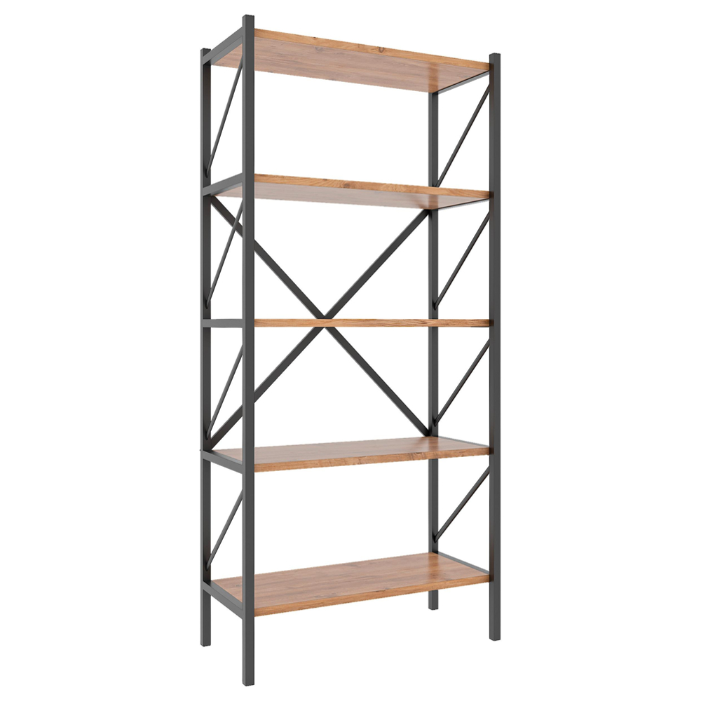 Industriální regál Insasi, dub medový