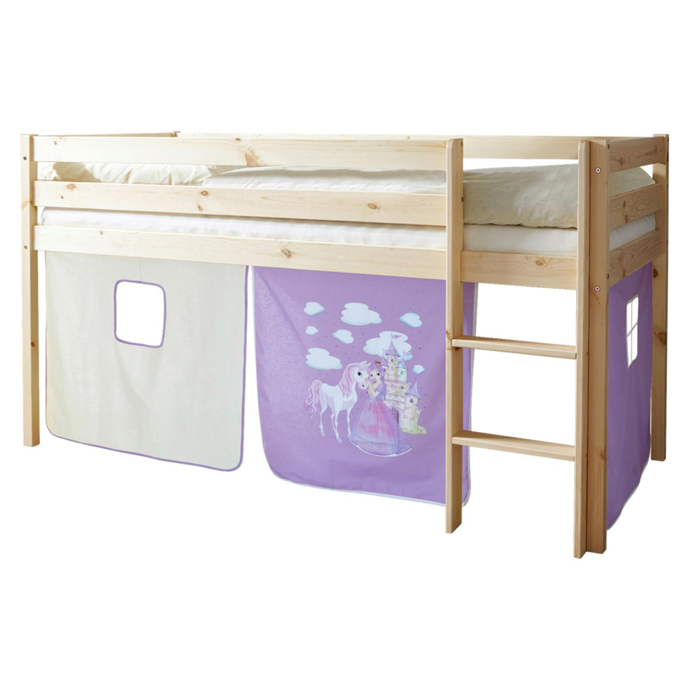 Vyvýšená postel MALTE závěs fialový