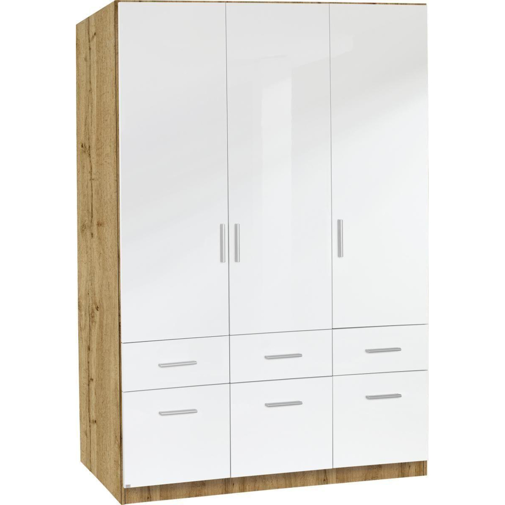 3-dveřová Skříň Se Zásuvkami Celle, Bílá/dub