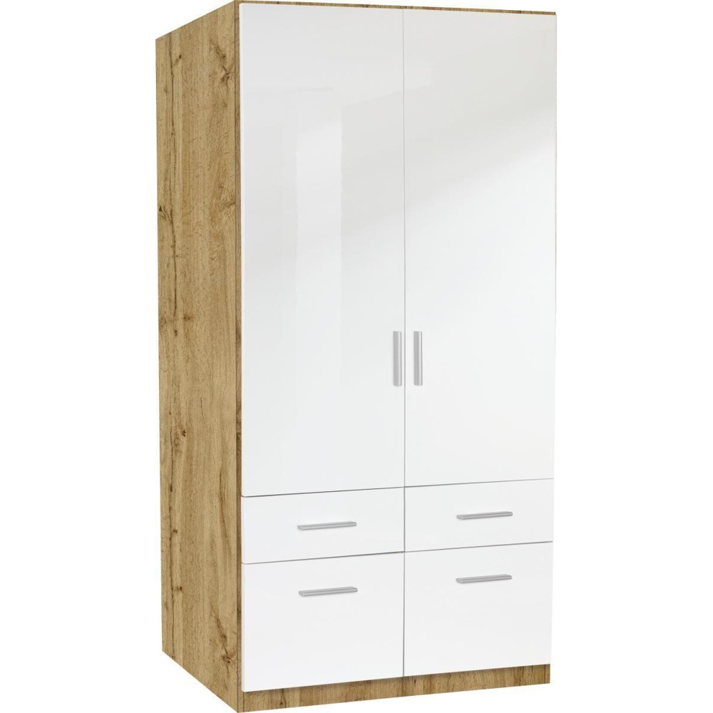 2-dveřová Skříň Se Zásuvkami Celle, Bílá/dub