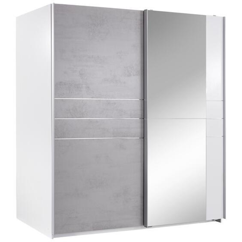 Skříň Se Zrcadlem Stripe Š. 180cm,bílá/světle Šedá