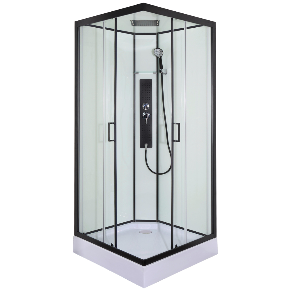 Sprchový kout s LED, Bluetooth, radiem, černá