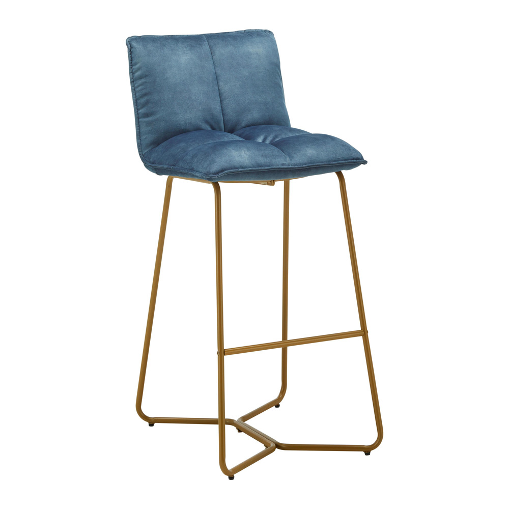 Barová Židle Fonia Ze Sametu - Modrá