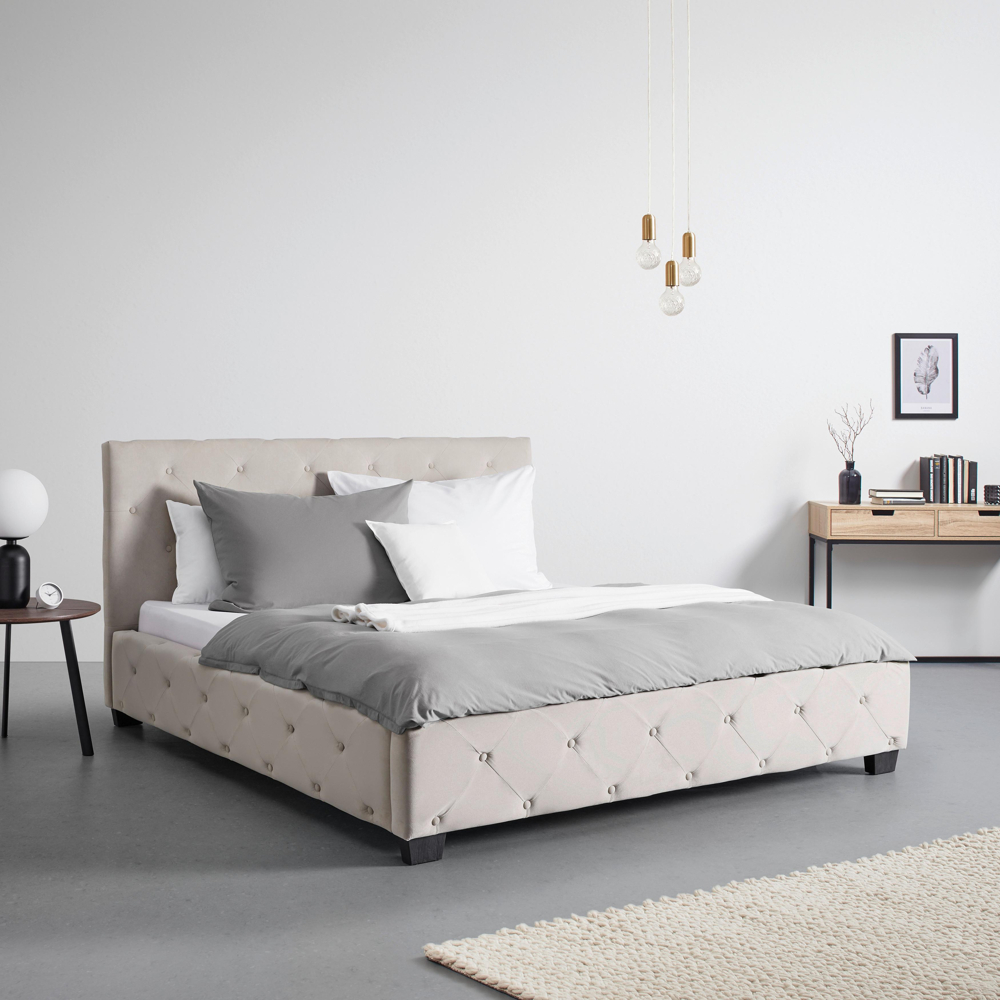 Nízká Čalouněná Postel Lina, 180x200 Cm, Šedohnědá