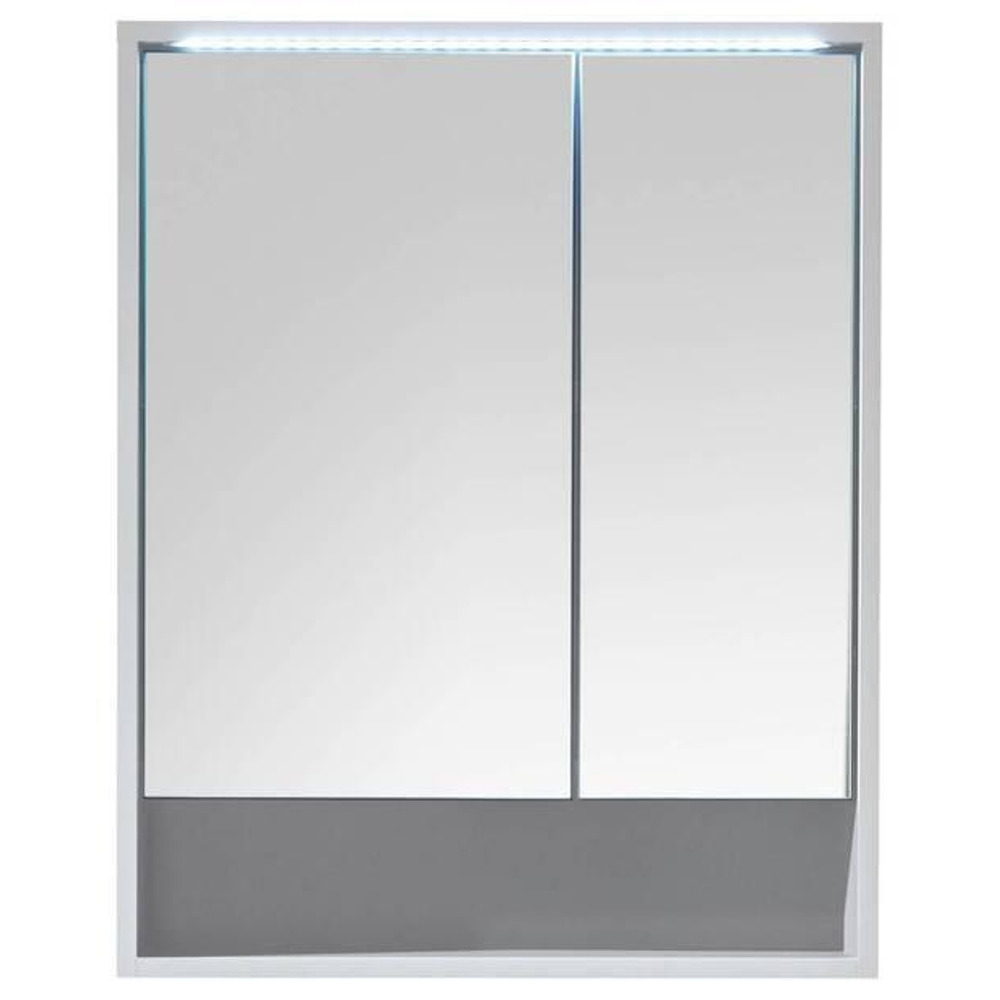 Zrcadlová skřiňka s LED A Zásuvkou, Bílá Matná