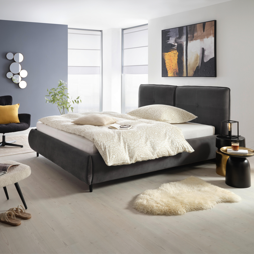 Čalouněná Postel Monique 180x200, Poťah Tmavě Šedý