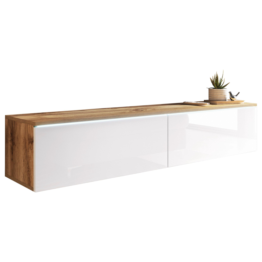 Nízka komoda s LED bílá VL/dekor dub Wotan