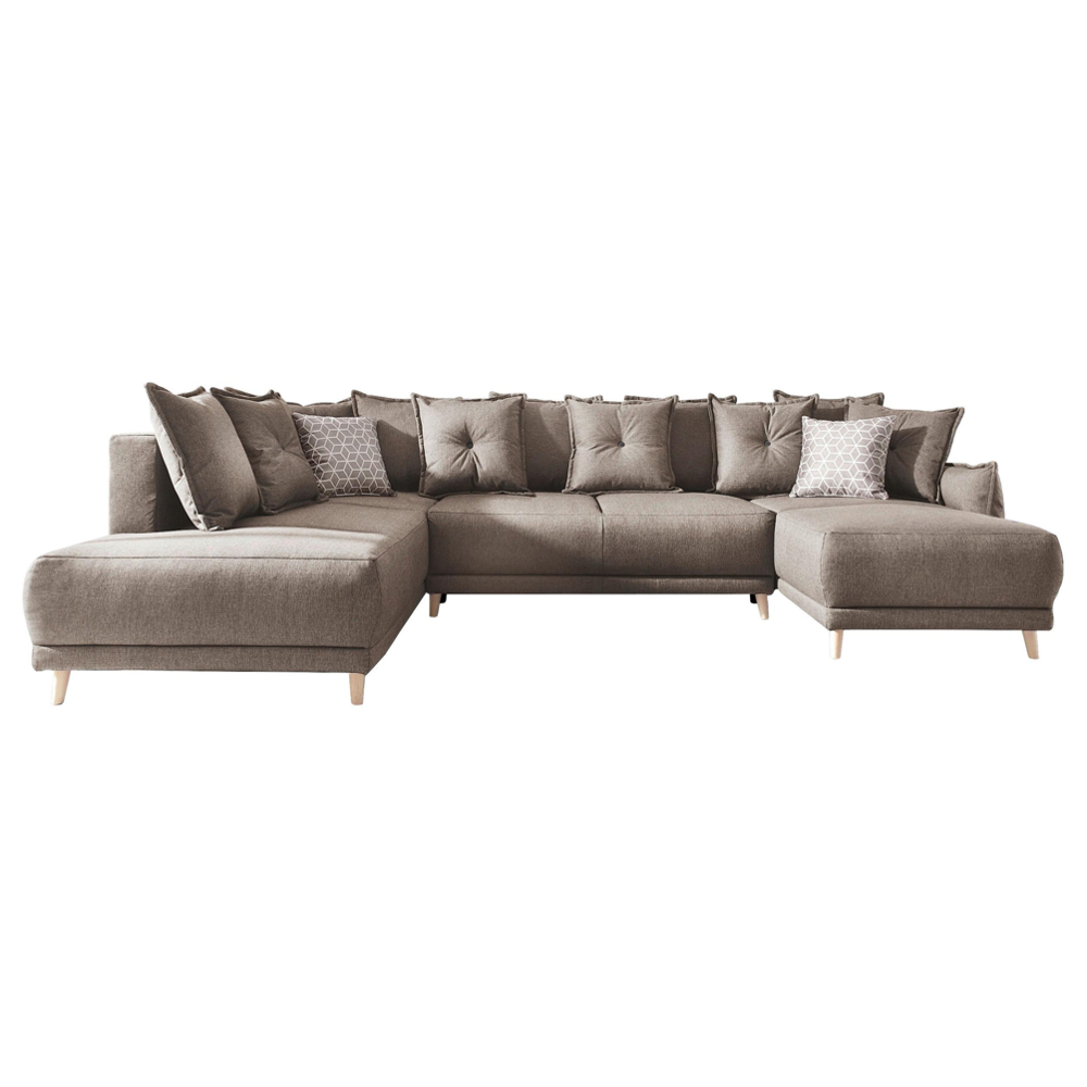 Rozkládací Gauč Ve Tvaru U Lazy Lukka Světle Hnědý