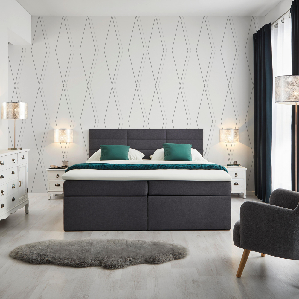 Manželská Boxspring Postel Lisa, 180x200, Tmavě Šedá